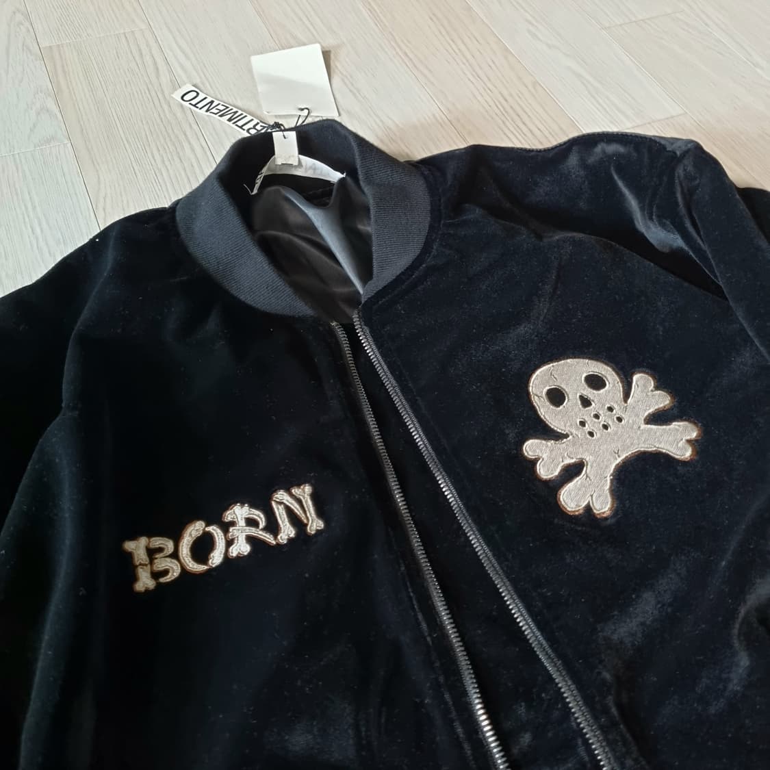 정가12만(새제품m) 파르티멘토 벨벳 수베니어 블루종 캐피탈맛 해골 상품이미지2