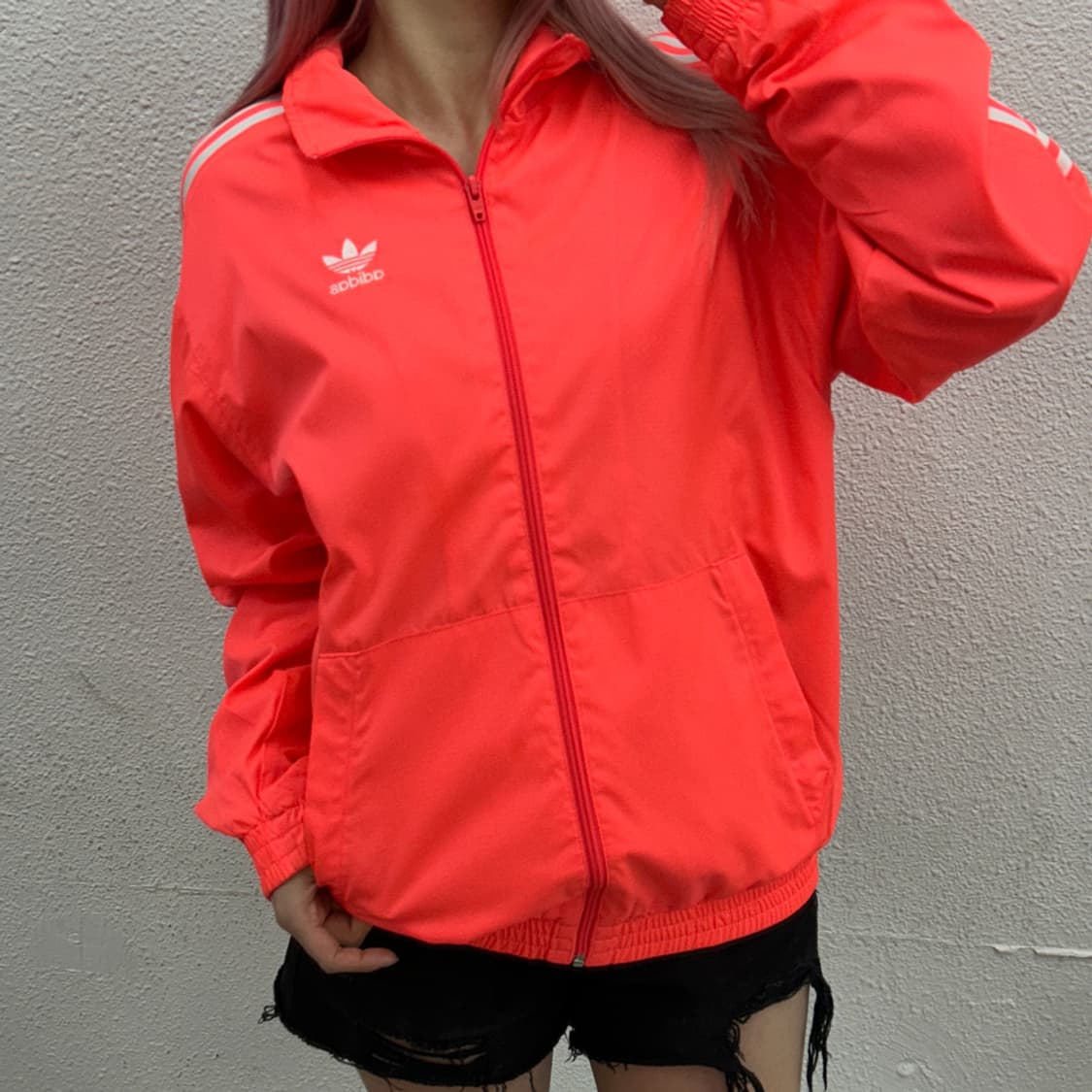 아디다스 형광 화이트라인 바람막이 M 상품이미지2