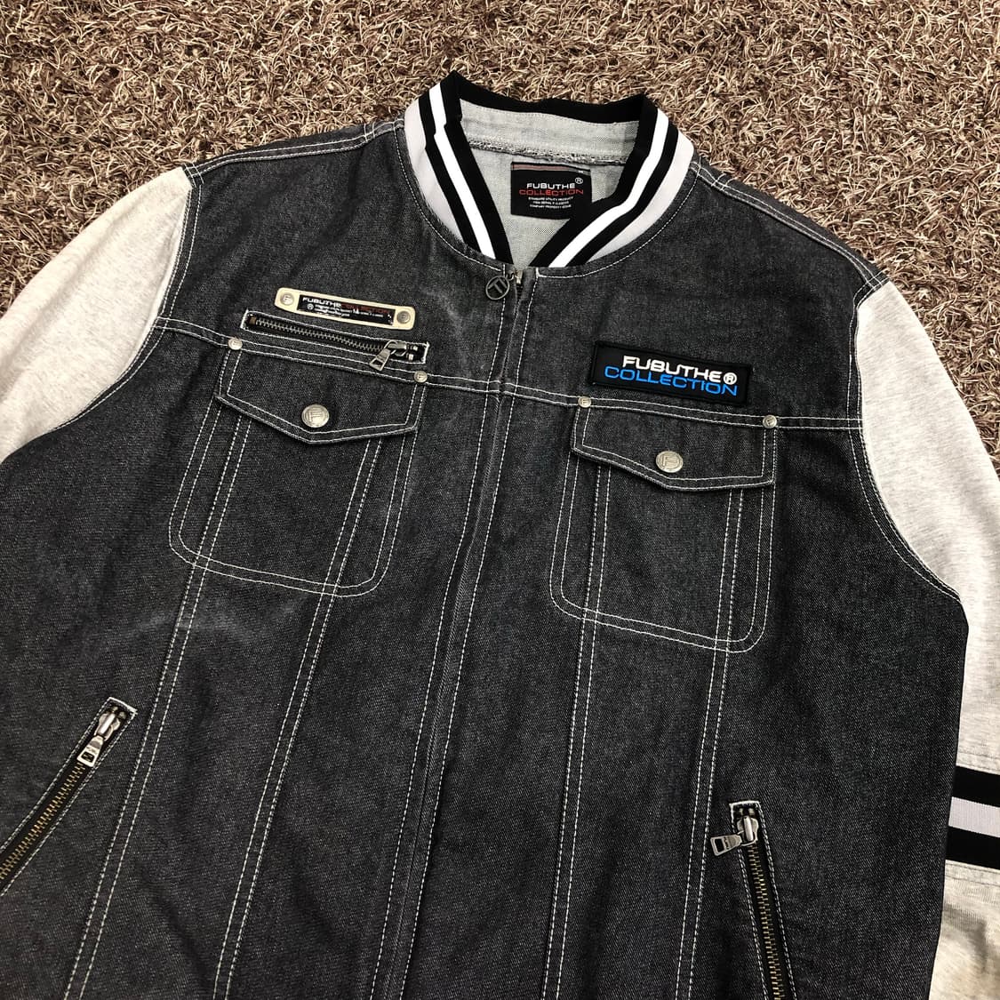 후부 데님 집업 유틸리티 배색 스타디움 자켓 상품이미지2