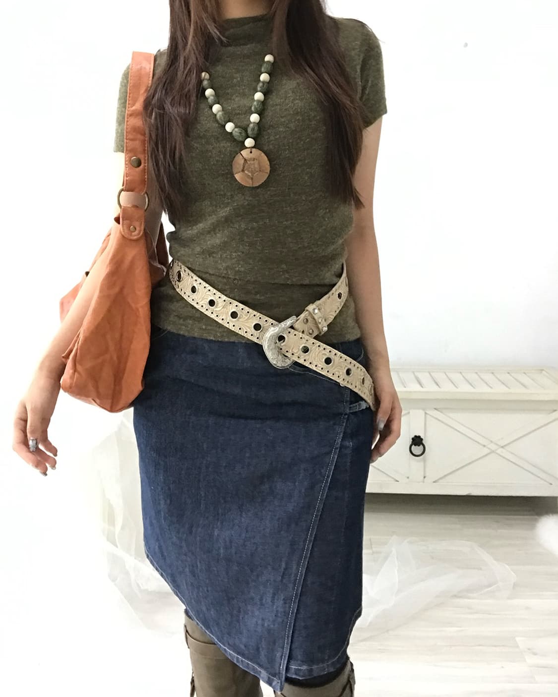 olive half sleeve knit 상품이미지2