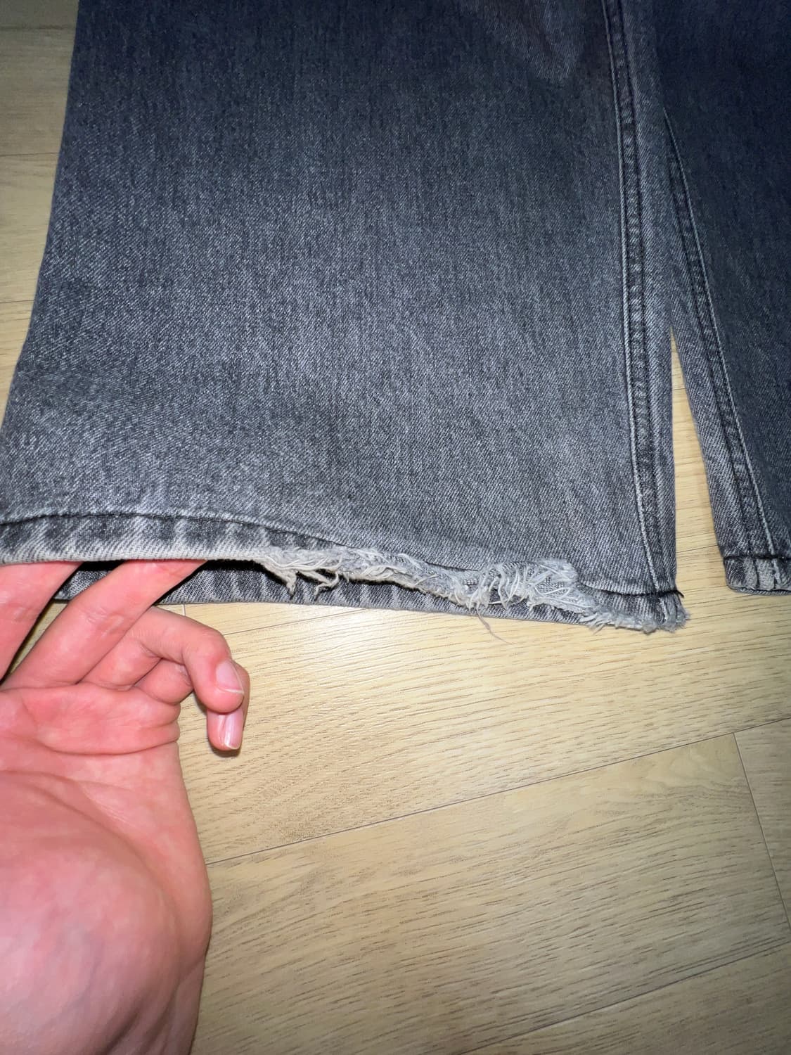 해칭룸 와이드 커브진 워시드 블랙 2(S) 사이즈 상품이미지6