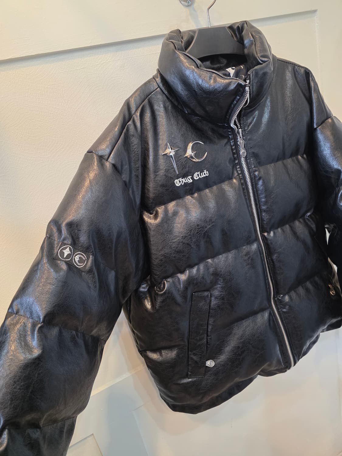 떠그 클럽 블랙  레더 패딩 점퍼 2사이즈 상품이미지4