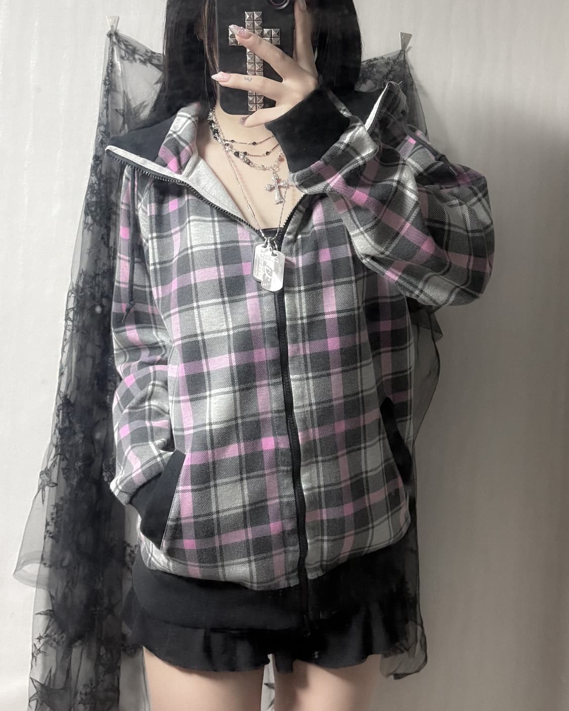 펑크 체크 포인트 후드집업  상품이미지2