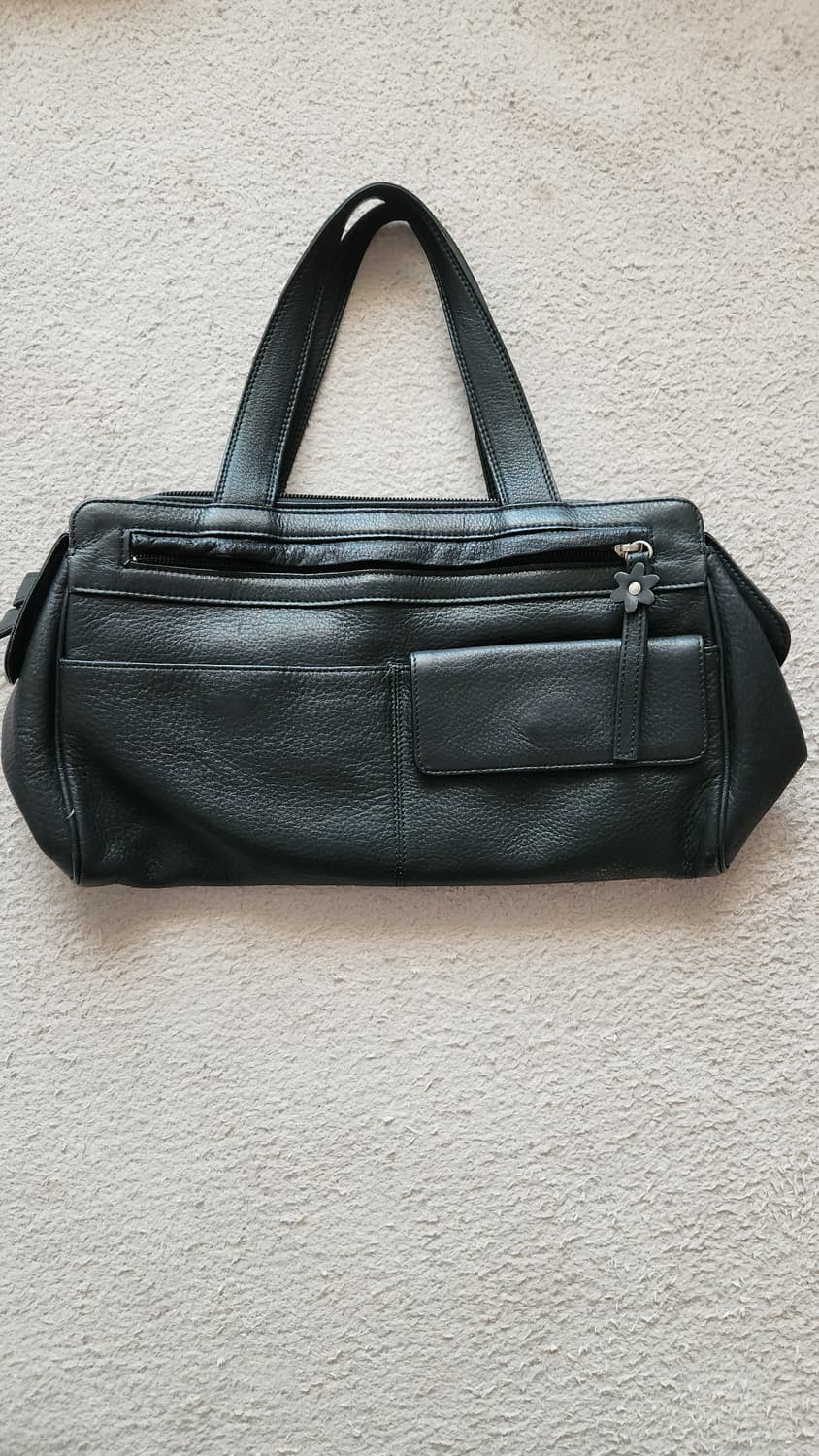 일본빈티지 아시야마티 블랙 가죽 토트백 상품이미지2