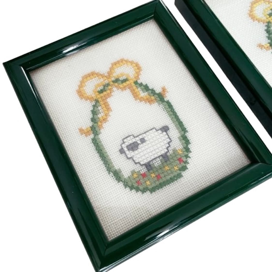 독일 빈티지 십자수 액자 토끼와 양 상품이미지2