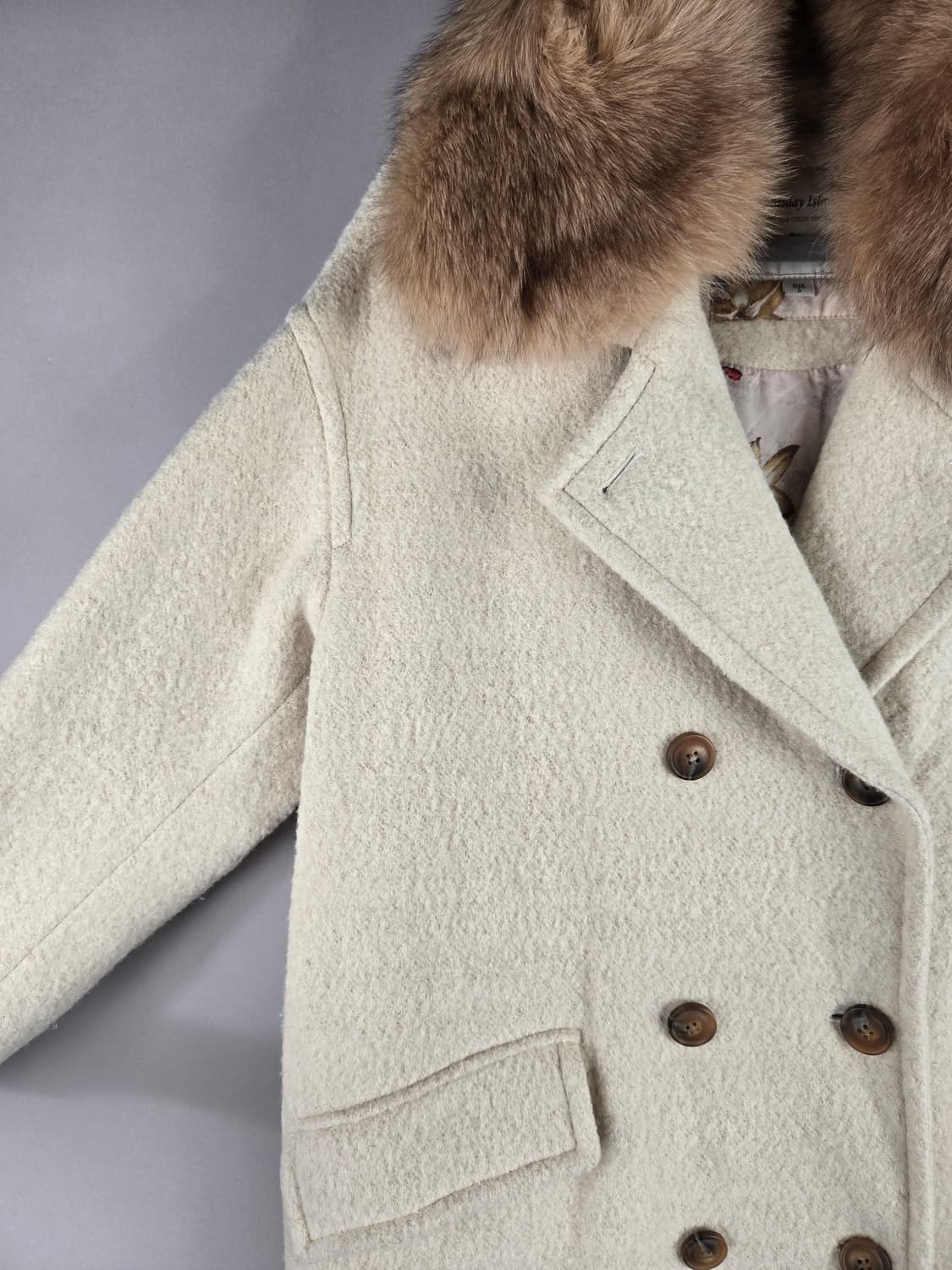 [무료배송]써스데이아일랜드 S 여성 오버핏 폭스퍼 울 혼방 롱 코트 상품이미지4