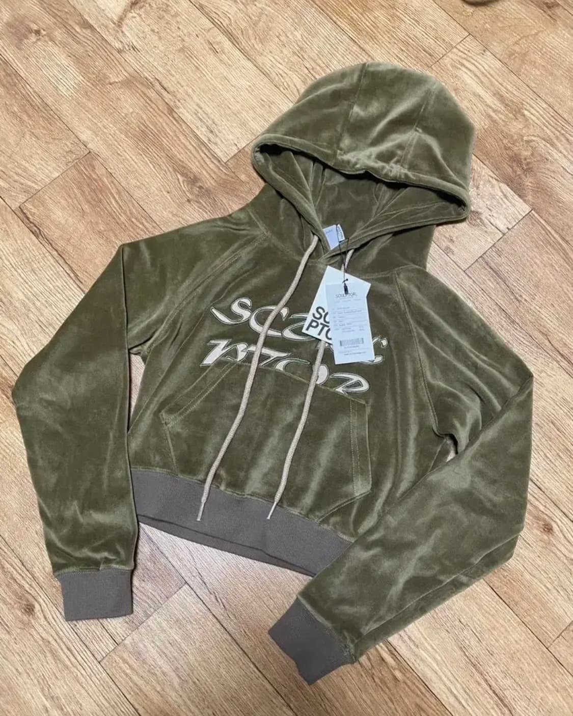 (새상품) 스컬프터 벨벳 크롭 후드티 S 상품이미지3