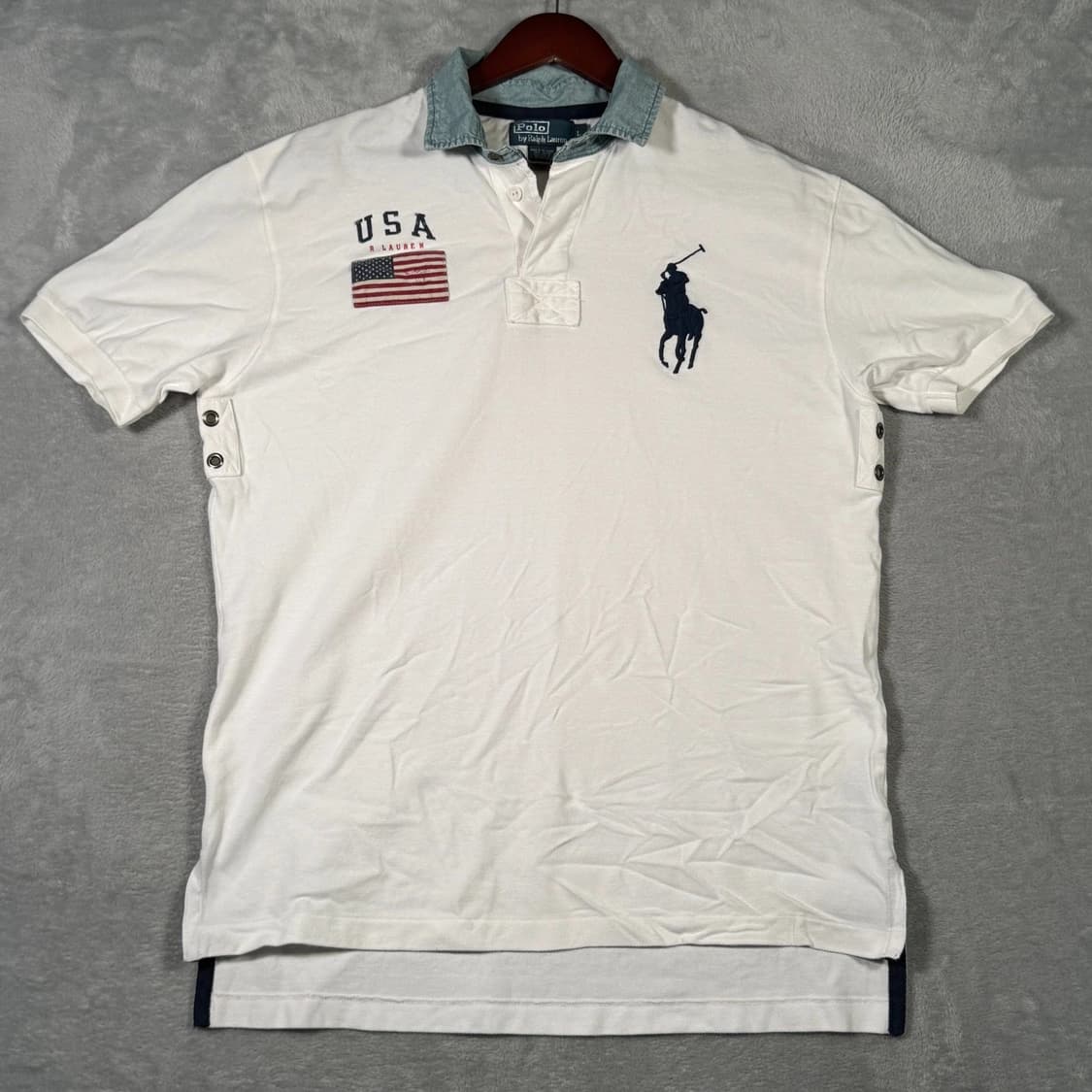 폴로 랄프로렌 USA 성조기 데님 칼라 빅포니 카라티 상품이미지1