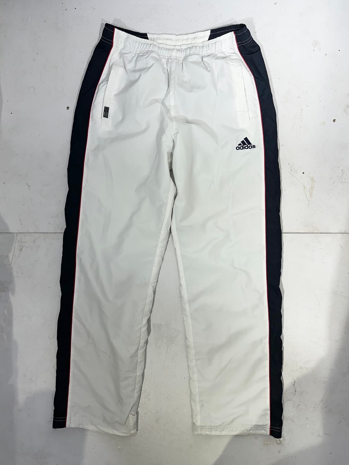 00s 아디다스 화이트 네이비 사이드 라인 와이드 트랙 팬츠 S 상품이미지4