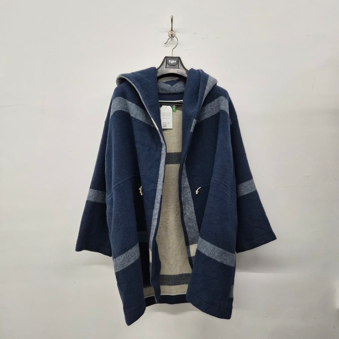 이세이미야케 네이비 스트라이프 후드 코트 남성 L 상품이미지1