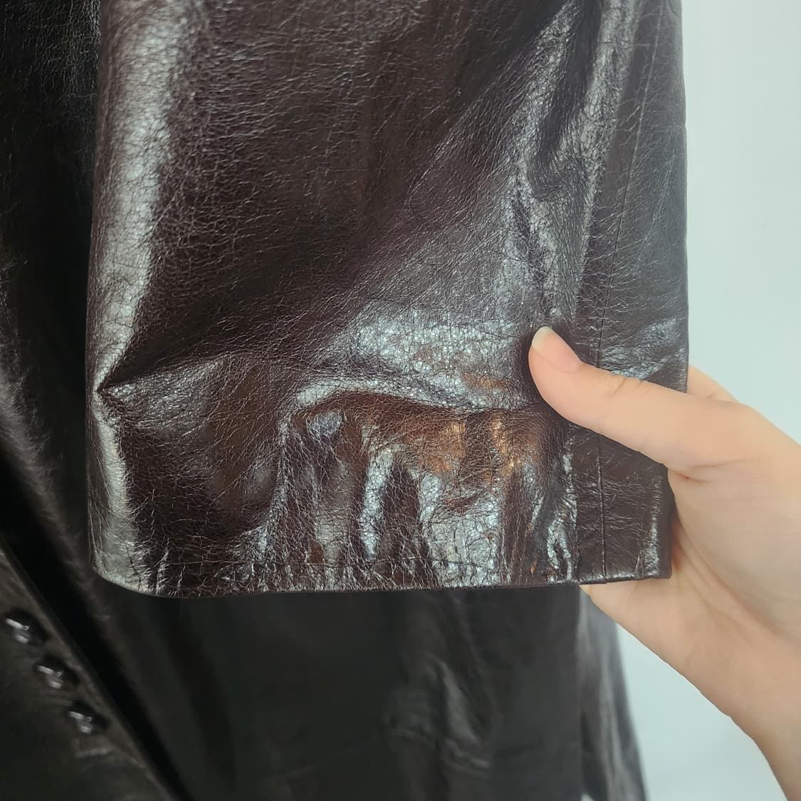 명품 양가죽 브라운 롱 코트 상품이미지5