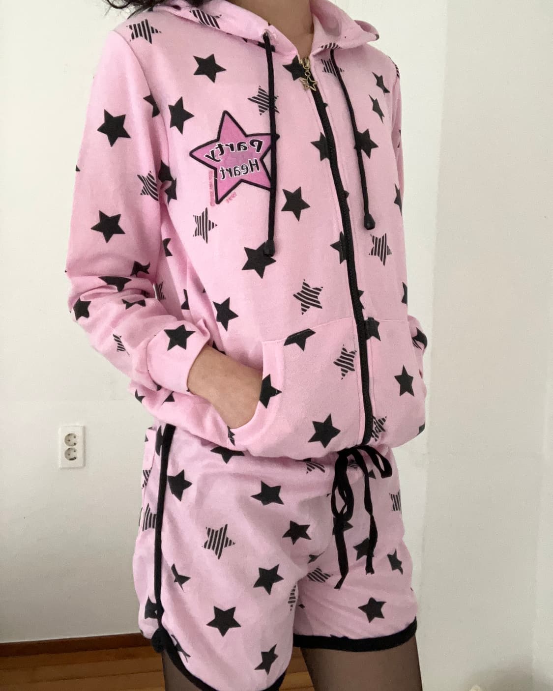 핑크 스타 점프슈트 후드집업 상품이미지2