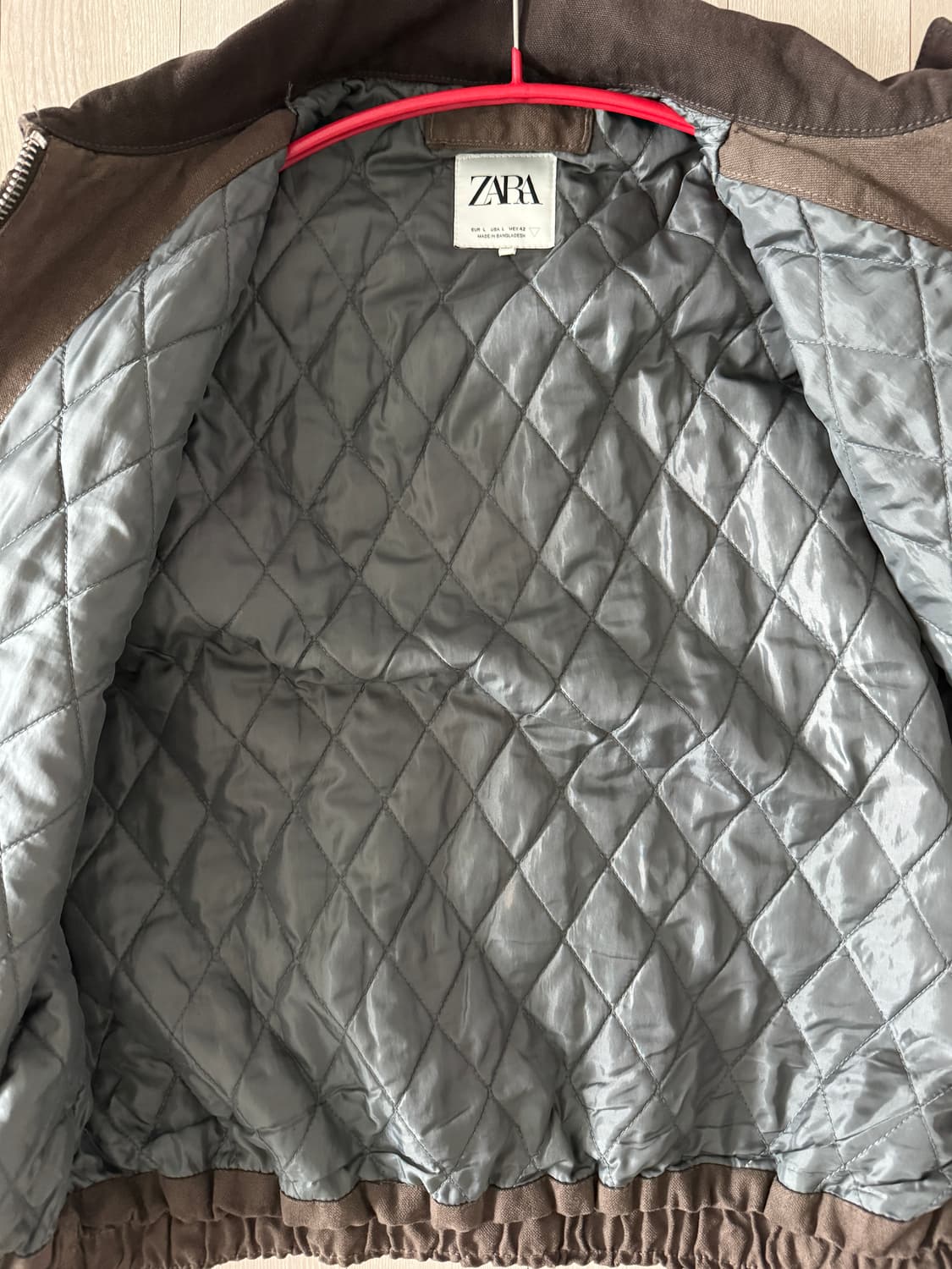 ZARA 콤비 칼라 점퍼 브라운 상품이미지3