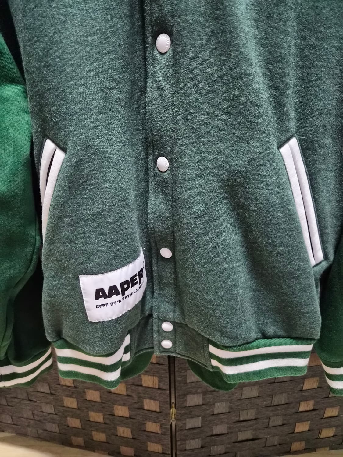 베이프 에이프 버튼 후드 패치 자켓 XL size 상품이미지6