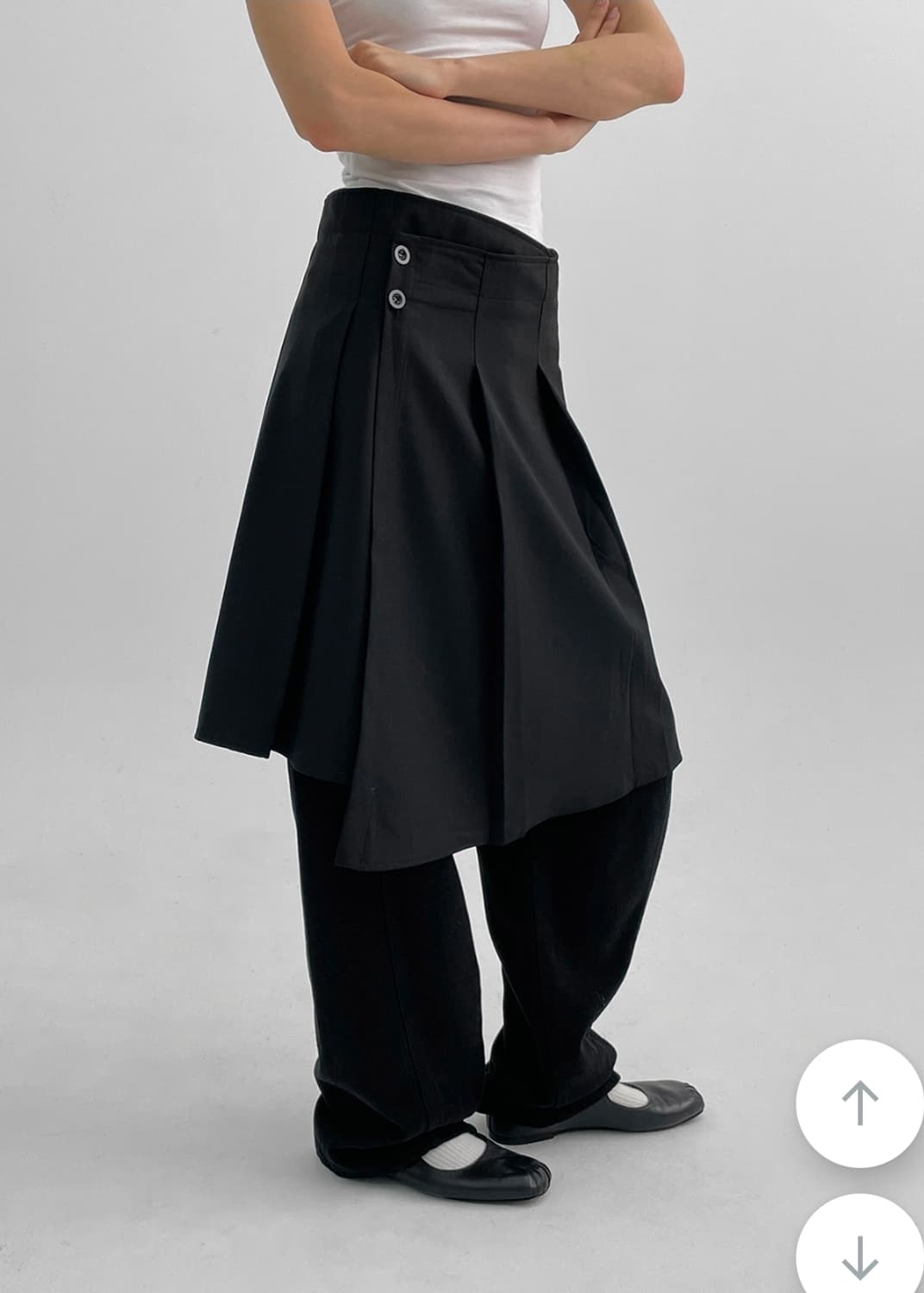 블랙업 스텔비 플리츠 랩 미디스커트 (차콜/s) 상품이미지4