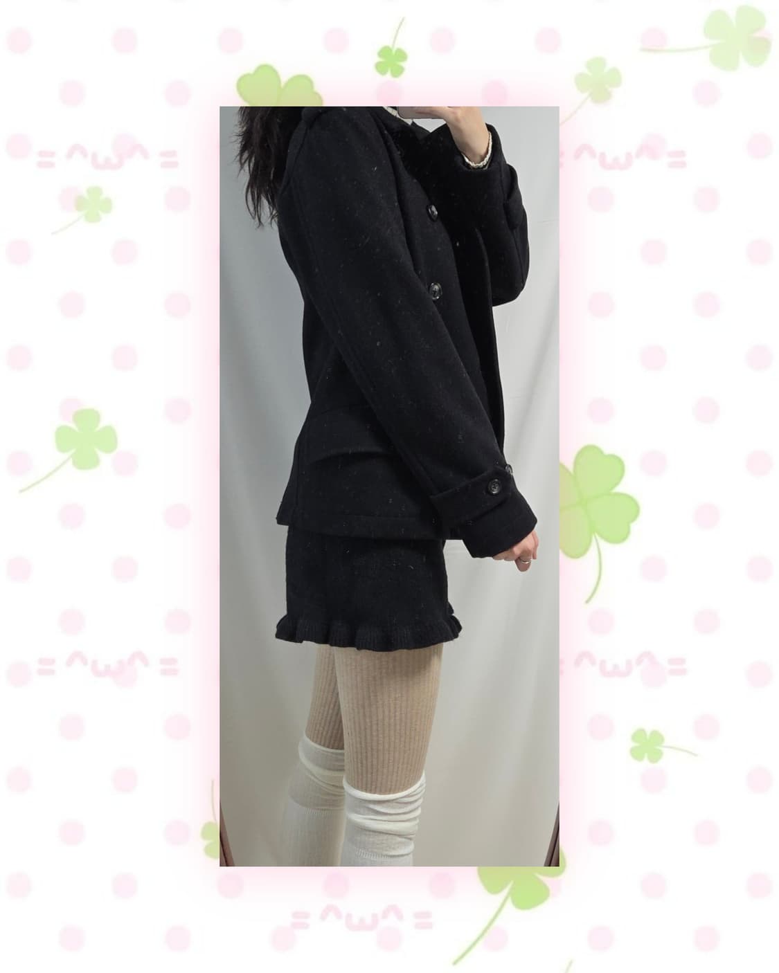 블랙 5더블버튼 울혼방 코트 상품이미지3