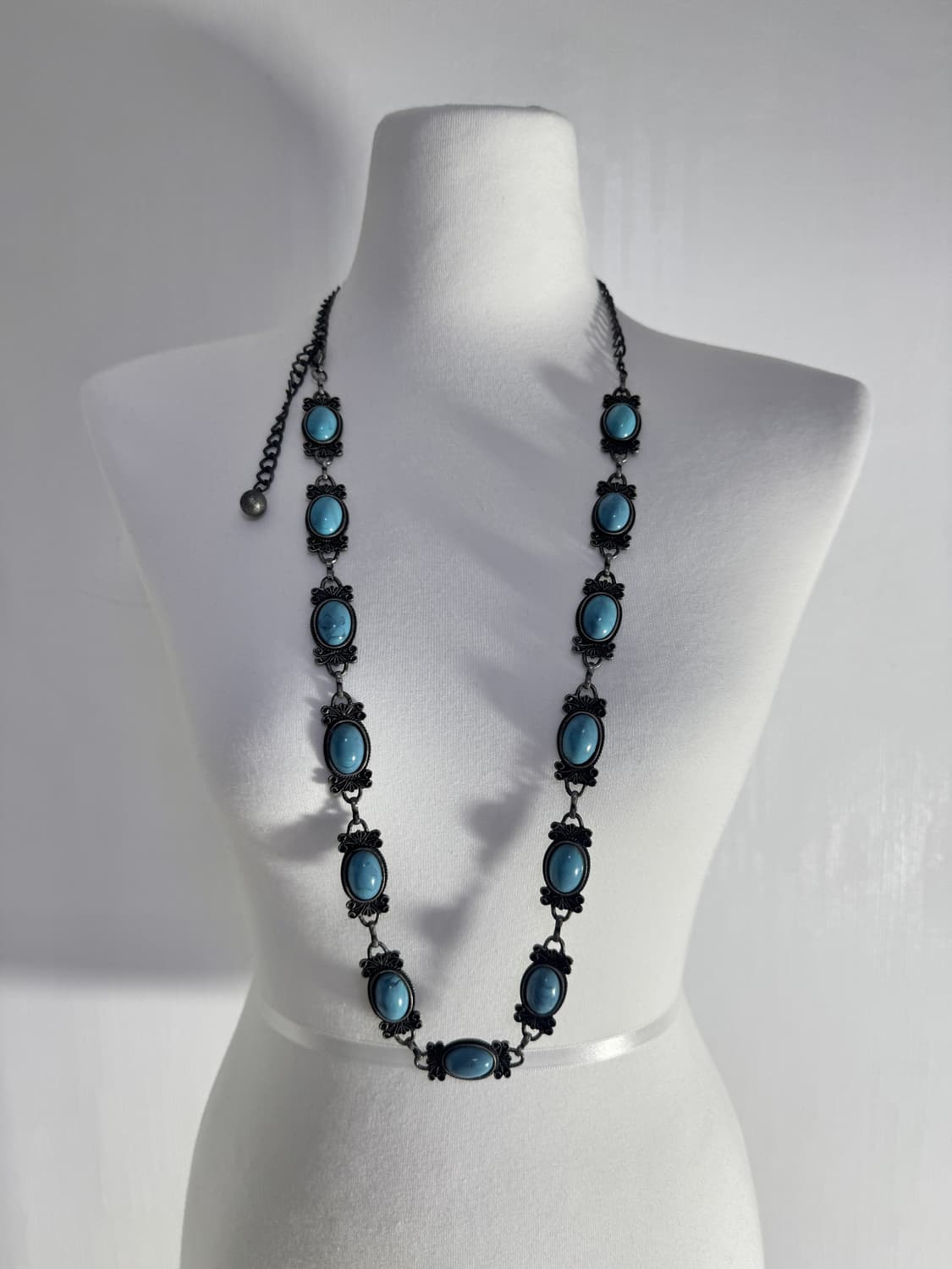 빈티지 터키석 앤틱 실버 프레임 목걸이 보헤미안 네이티브 아메리칸 상품이미지2