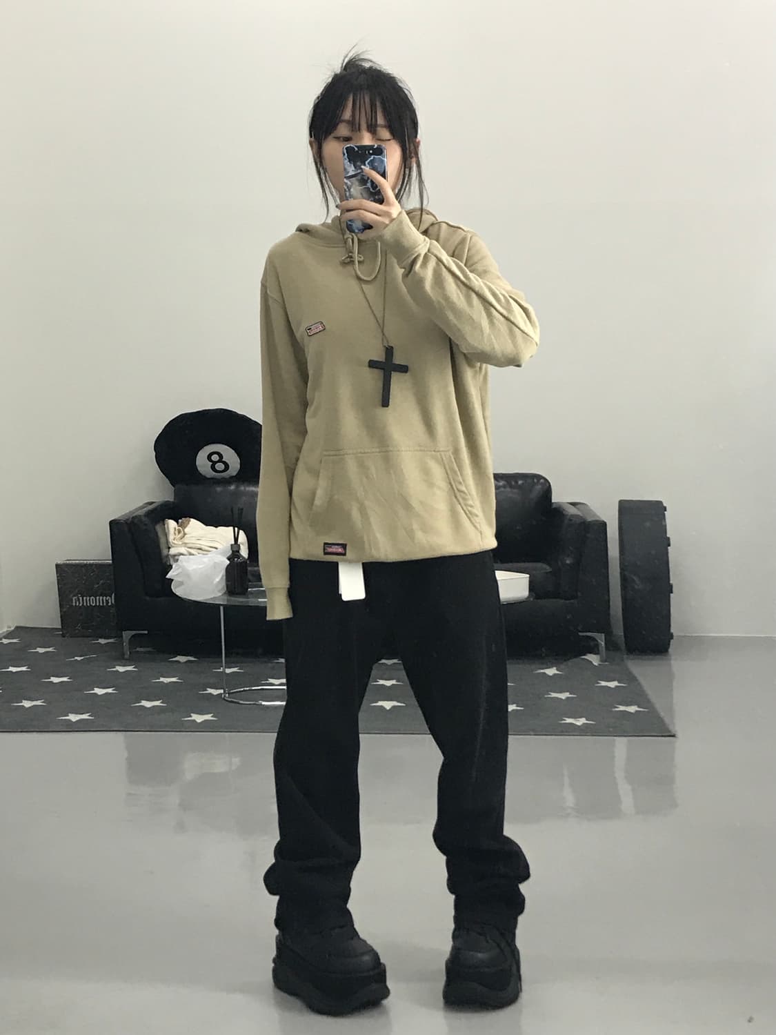 디키즈 베이지 로고 후드티 상품이미지2