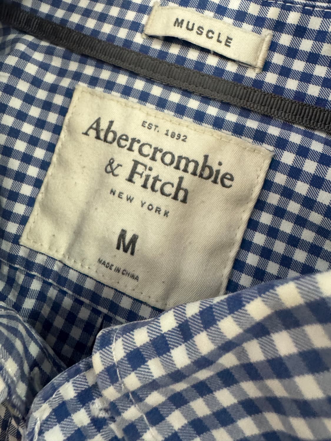 희귀!! 아베크롬비 올드스쿨 깅엄 체크 셔츠 M 상품이미지3