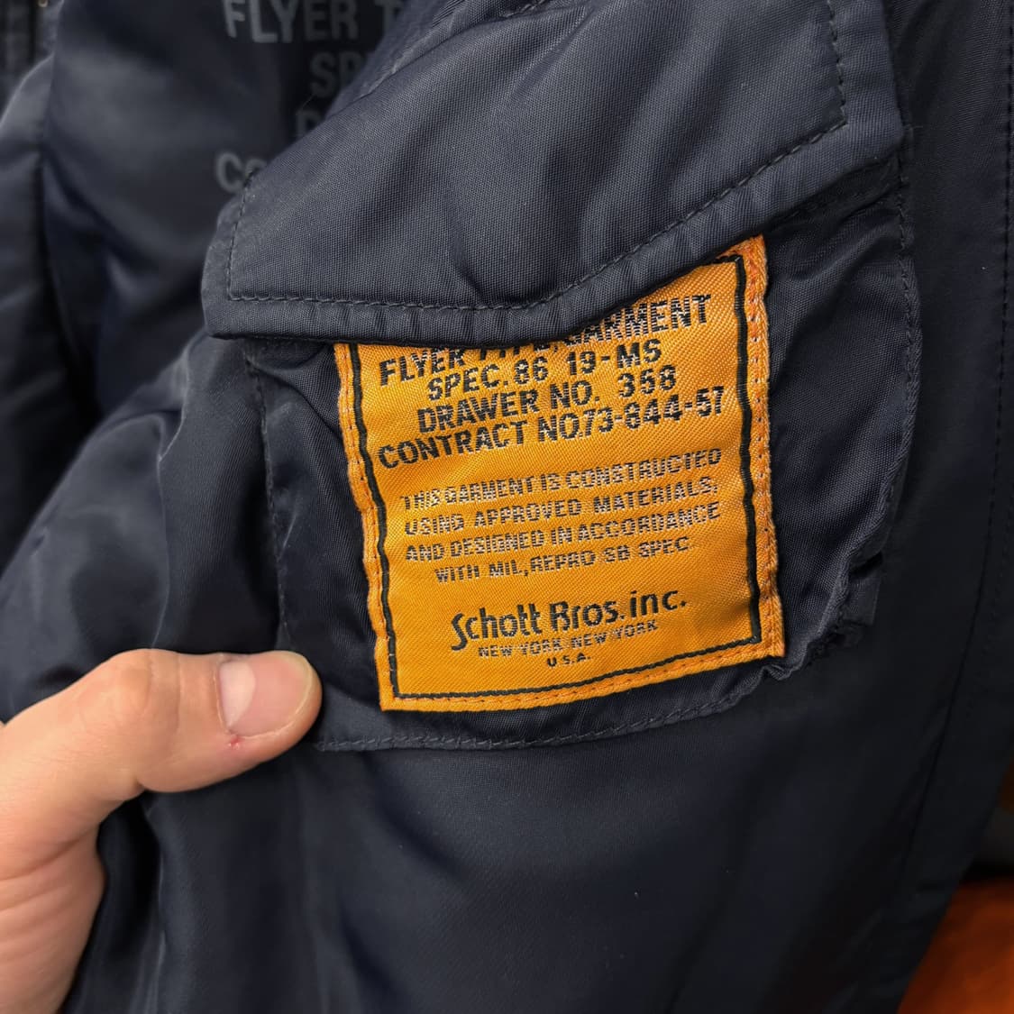 Schott 쇼트 MA-1 플라이트 자켓 윈드가드 N483 상품이미지7