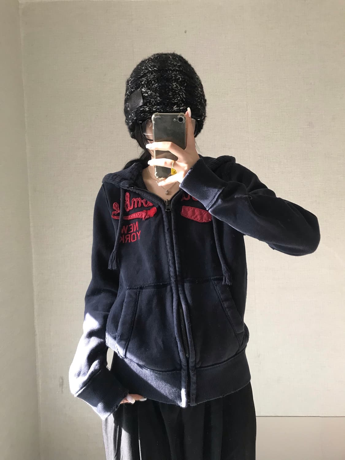 아베크롬비 딥네이비 레드 후드집업 상품이미지2