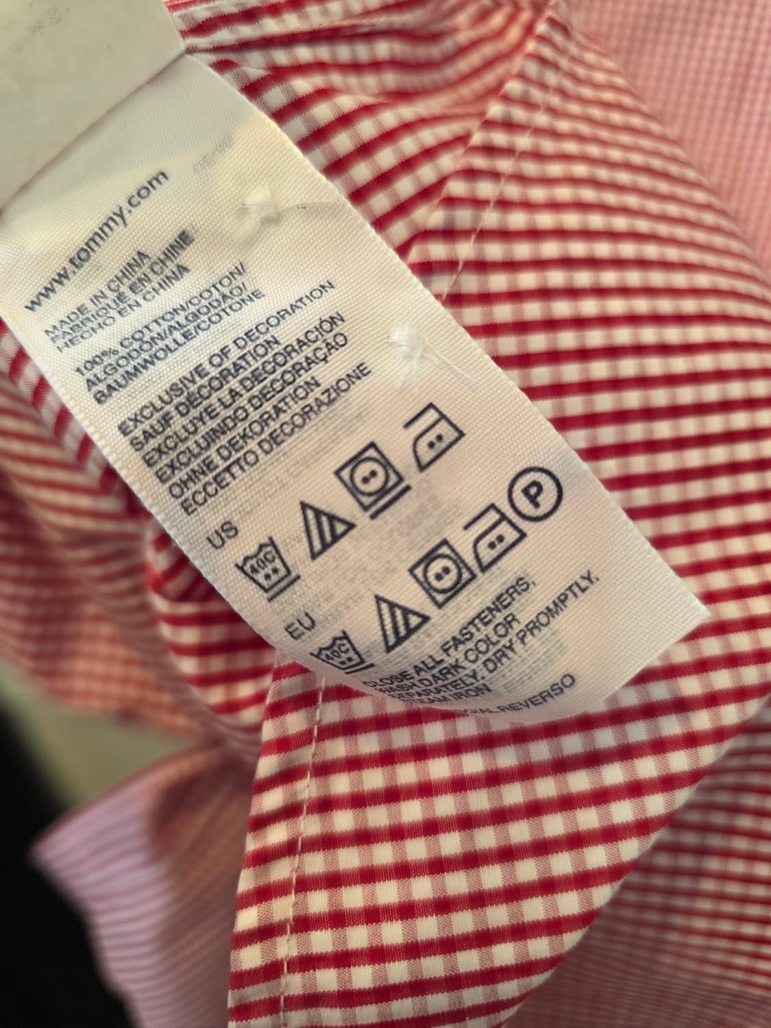 타미힐피거 레드 깅엄체크 셔츠 XS 슬림핏 상품이미지6