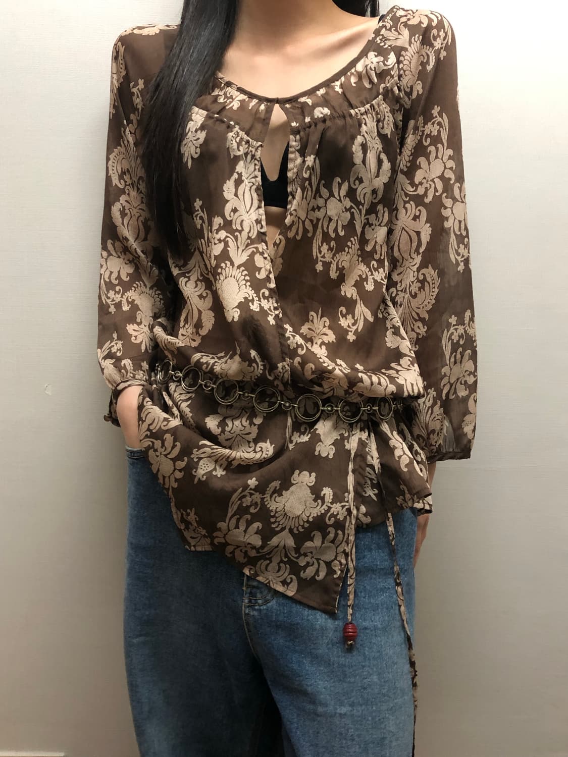 빈티지 브라운 히피 블라우스 상품이미지6