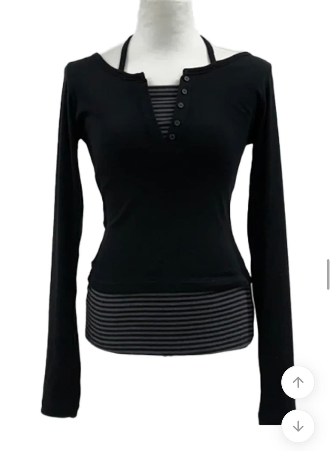 단가라 레이어드 홀터 티셔츠 상품이미지2