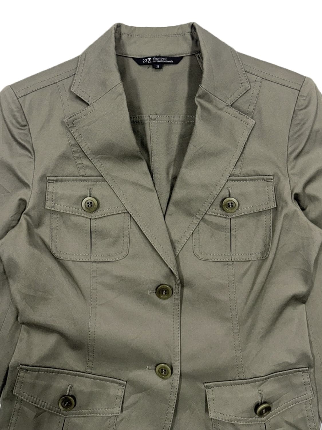 빈티지 올리브 카키 포켓 디테일 싱글 자켓 상품이미지3