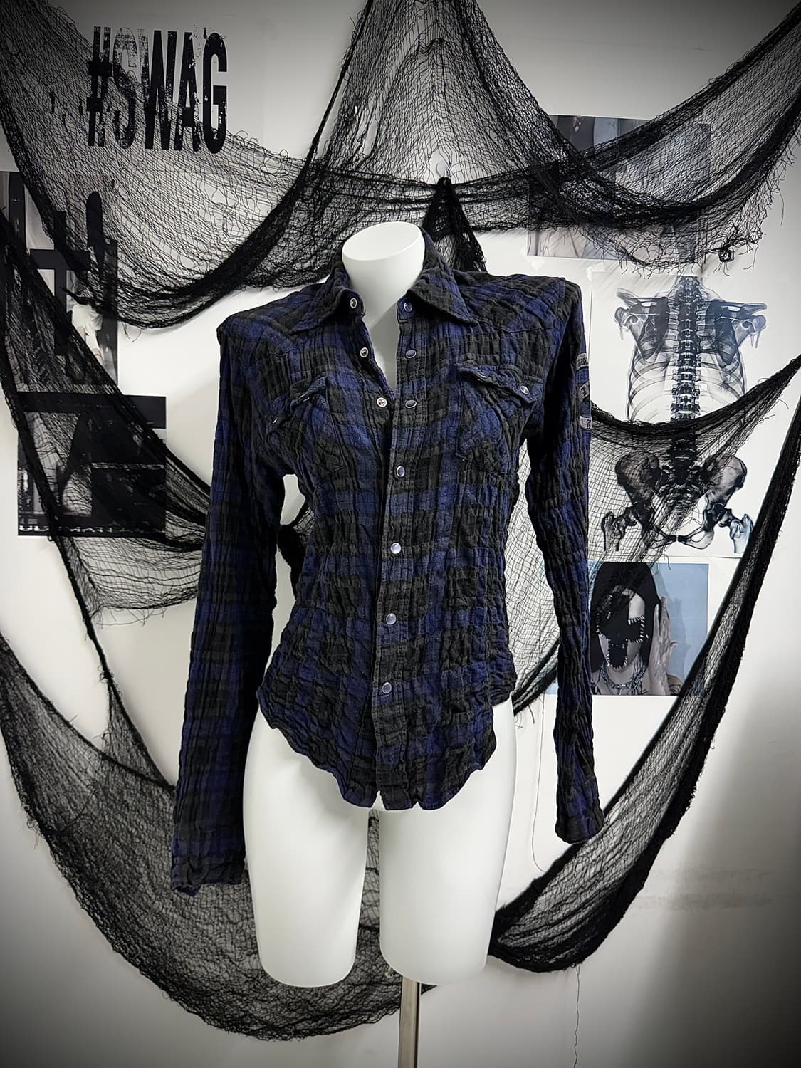 00s punk skull embriodery shirts 상품이미지2
