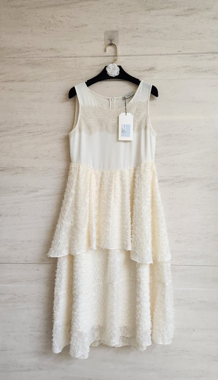 오즈세컨 슬리브리스 프린지 티어드 원피스 44~55사이즈 상품이미지3