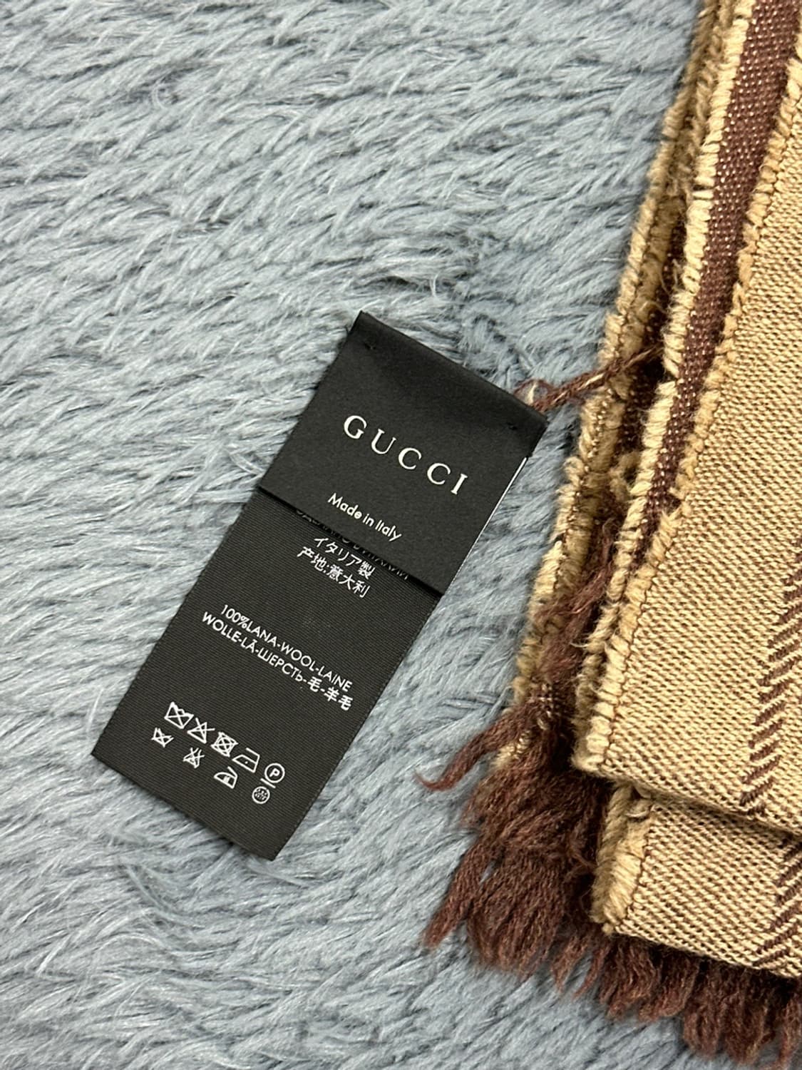구찌 모노그램 울 스카프 베이지 머플러 Q455 상품이미지2