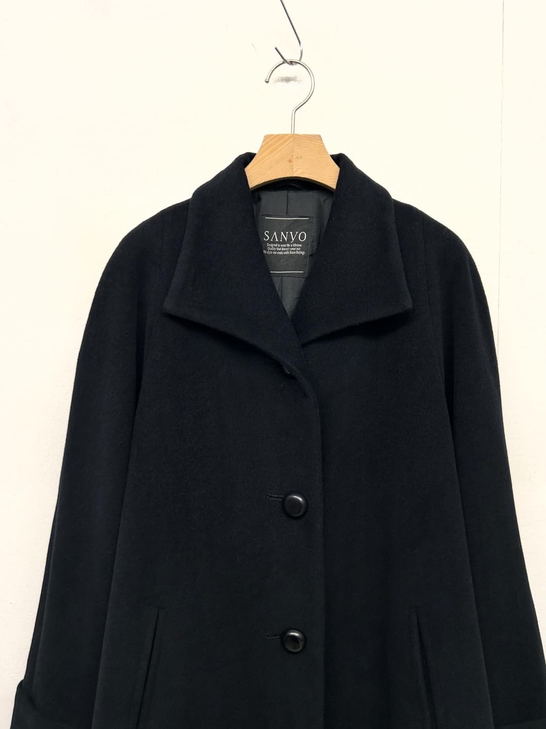 JPN 산요 블랙 울 코트 상품이미지2