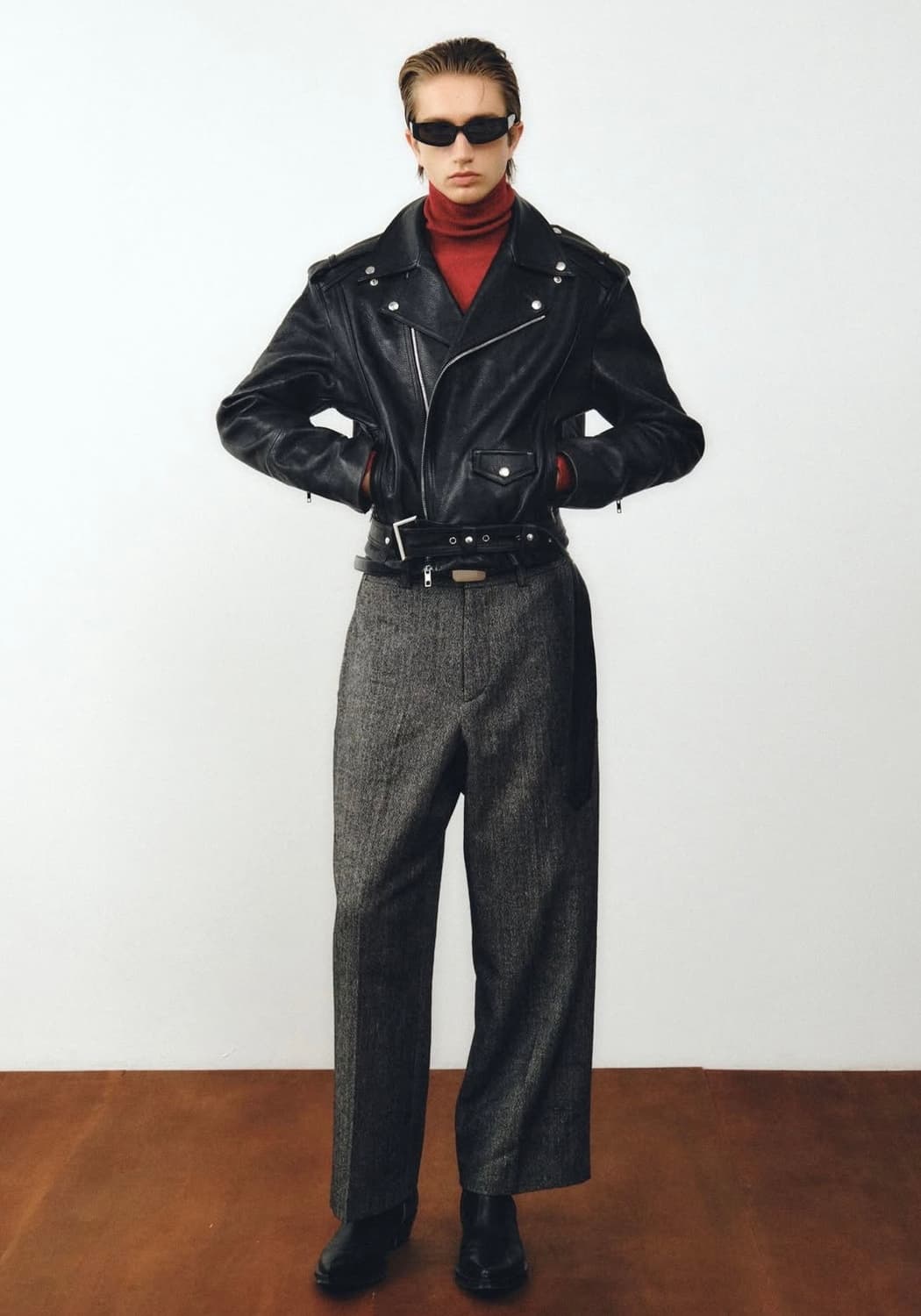 노이어 앤틱 카우 레더 크롭 라이더자켓(50) 상품이미지1