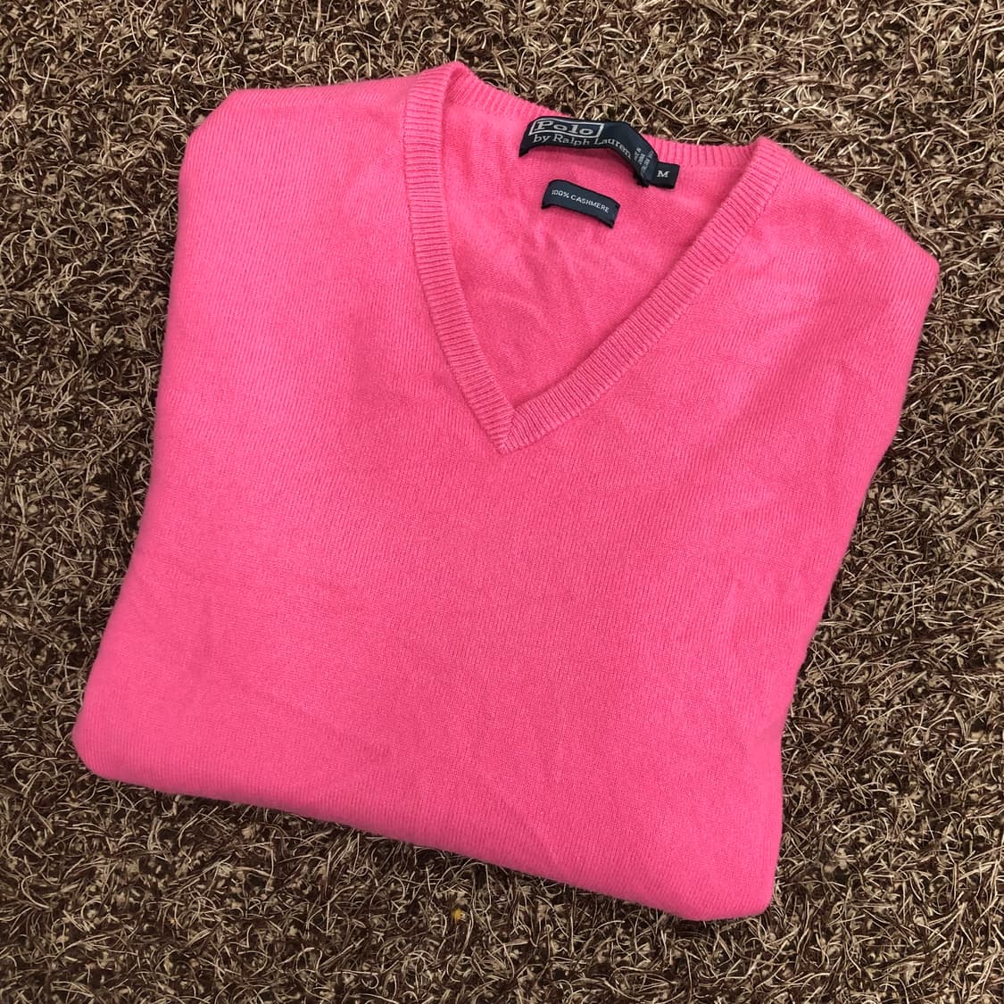 폴로 랄프로렌 핑크 캐시미어 100 브이넥 니트 상품이미지1