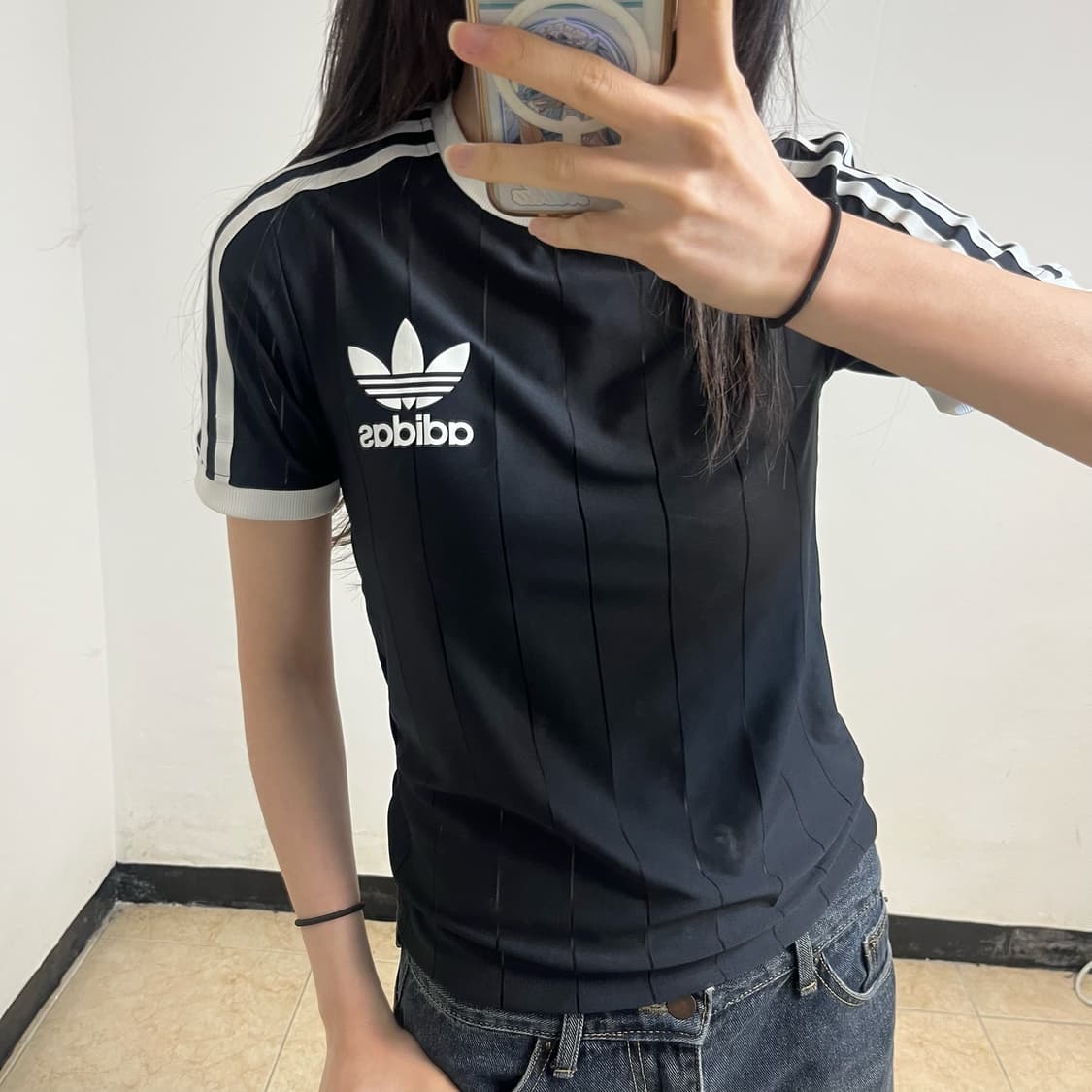 Adidas Black Pinstripe Football Jersey 상품이미지3