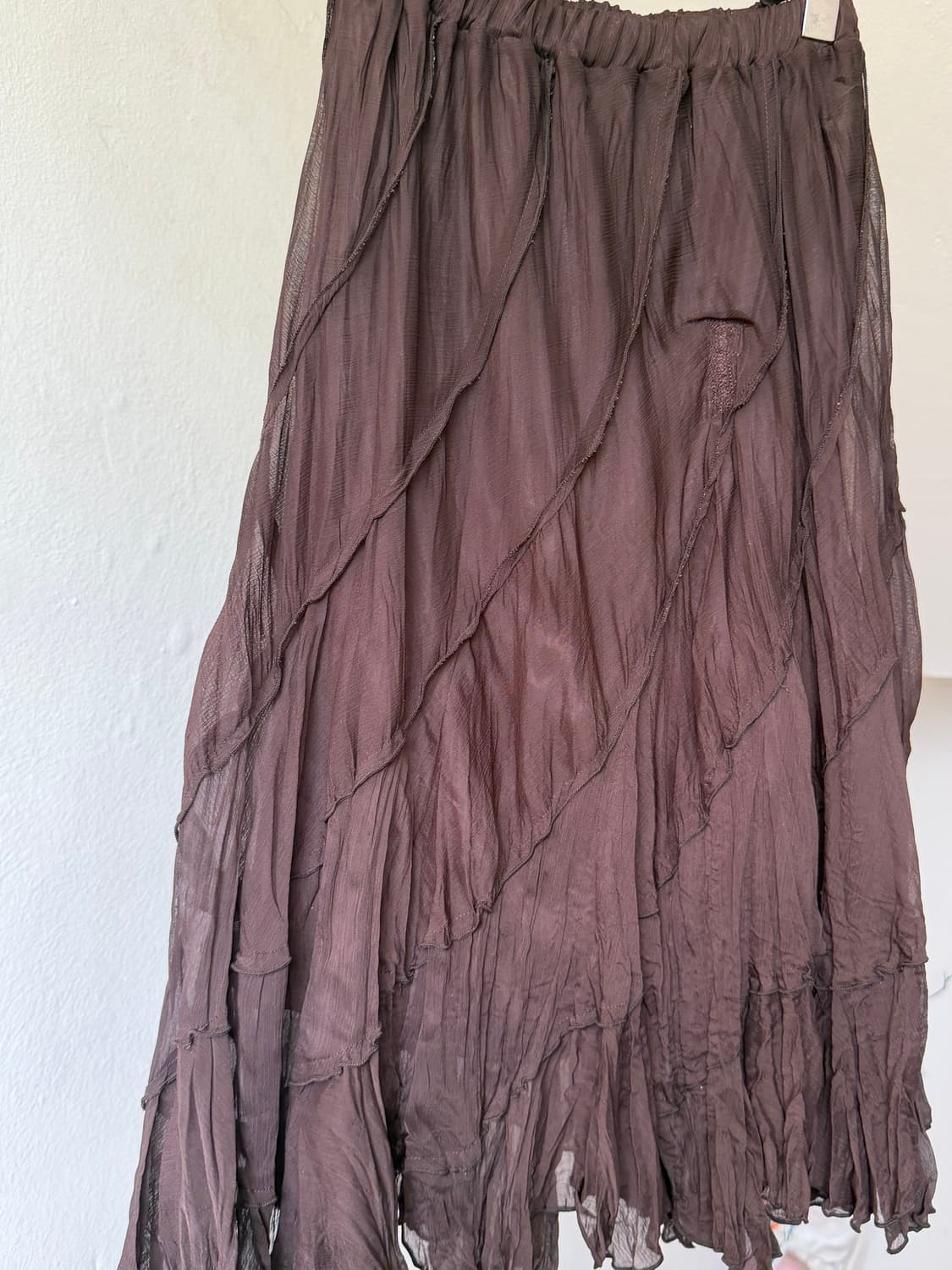 언발란스 쉬폰 플리츠 미디 스커트 상품이미지6