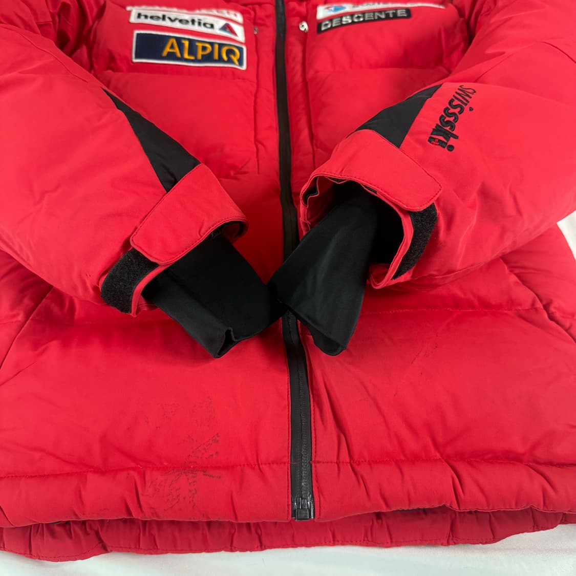 데상트 스위스 스키팀 패딩 레드 덕다운 L 상품이미지5