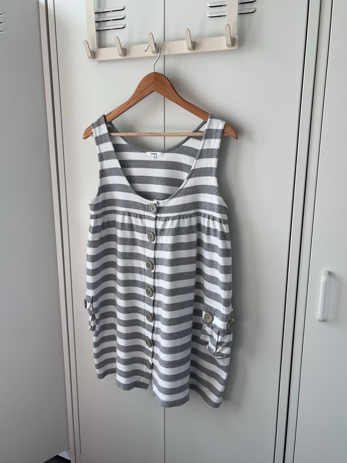 J-honey 단추 스트라이프 핀턱 나시 원피스 상품이미지1