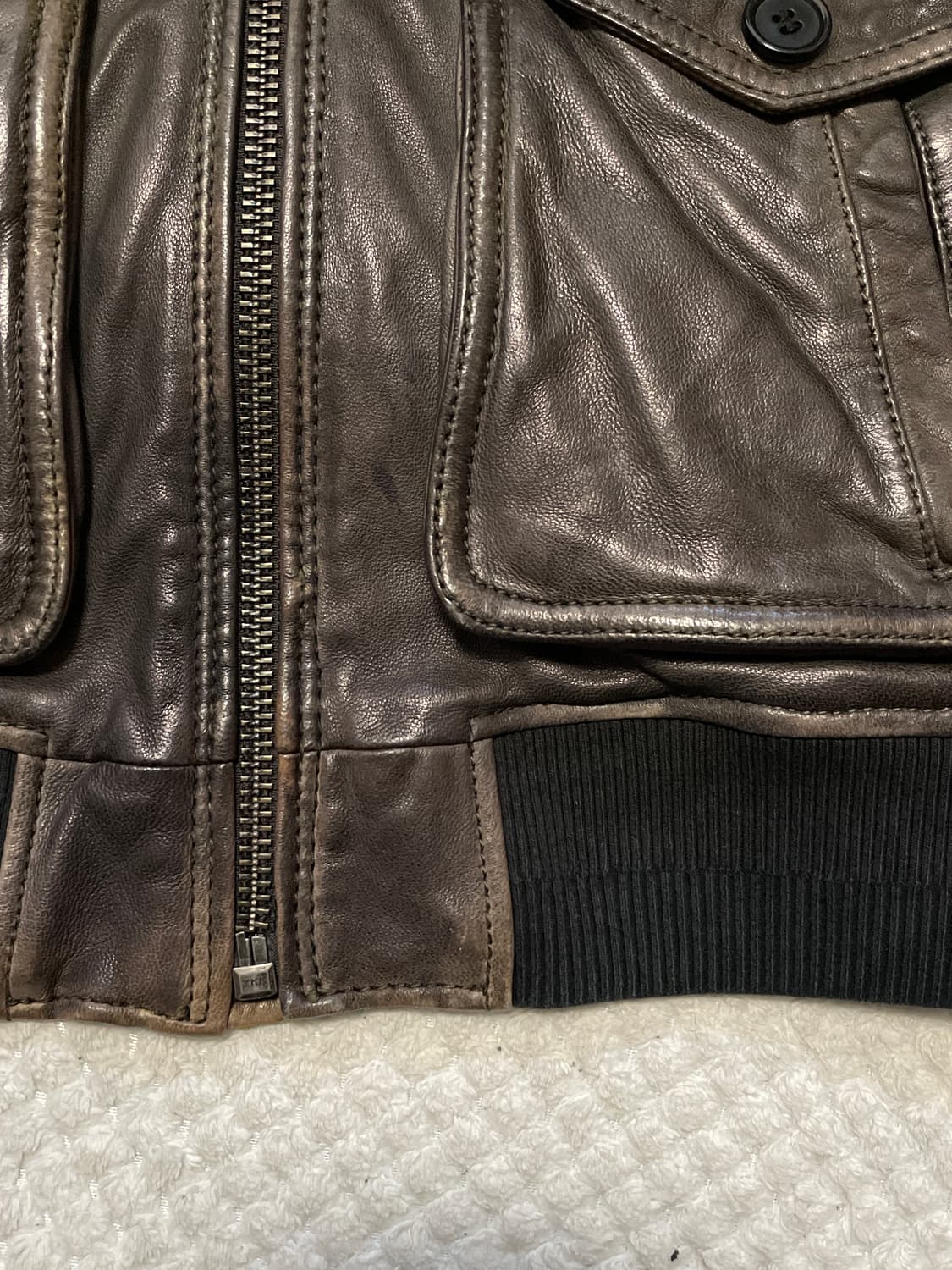 DIESEL 디젤 웨스턴 무드 램스킨 포켓 레더 자켓 브라운 상품이미지8