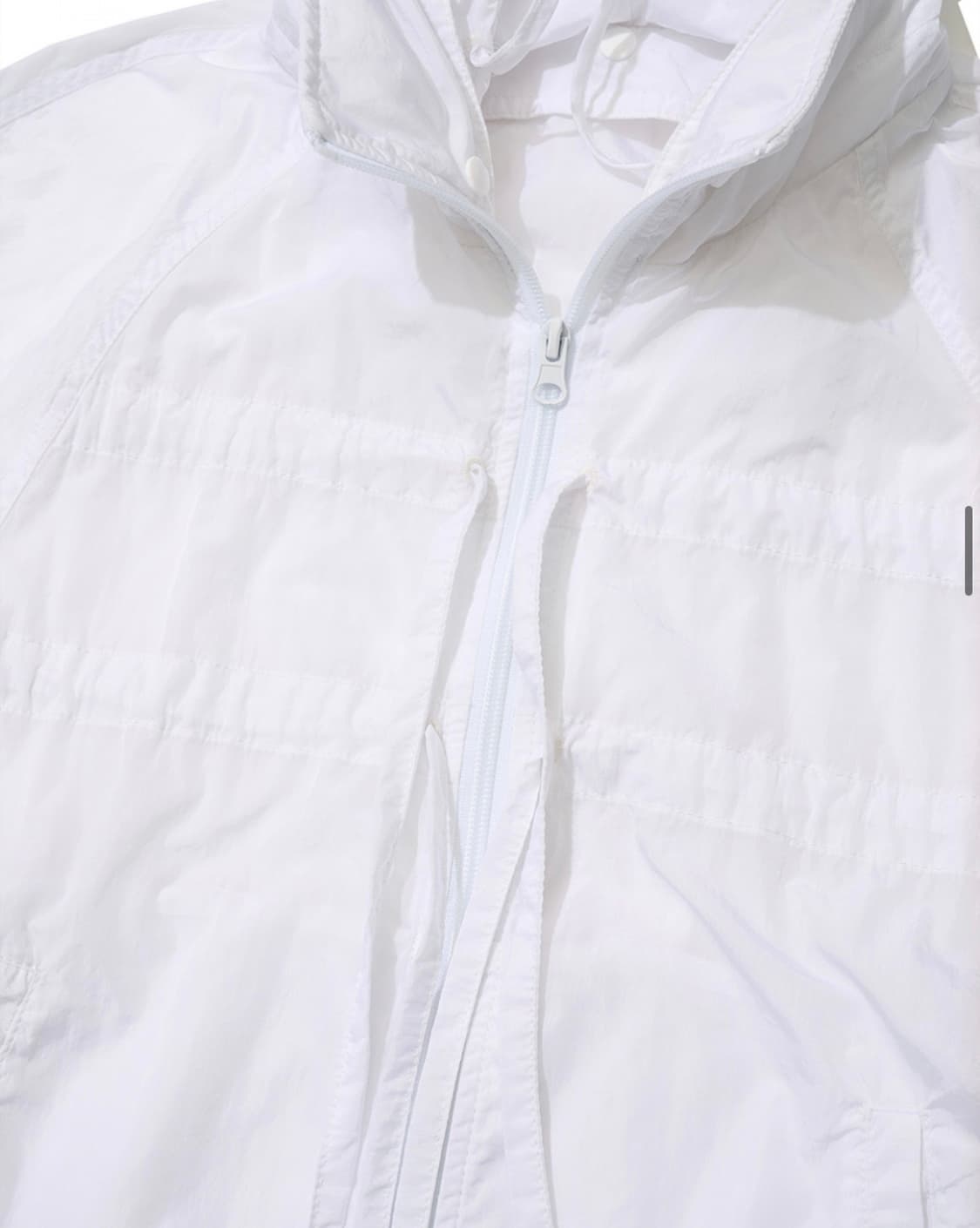 파르티멘토 우먼 바람막이 화이트 (시어 리본 셔링 후디 자켓 크롭 상품이미지4
