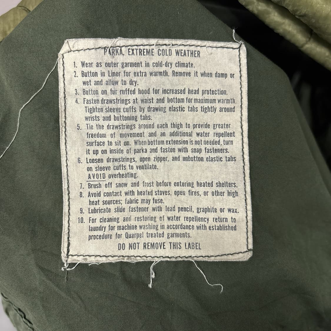 70s 오리지널 밀리터리 M-65 피쉬테일 파카 후드 황금사이즈 N492 상품이미지7