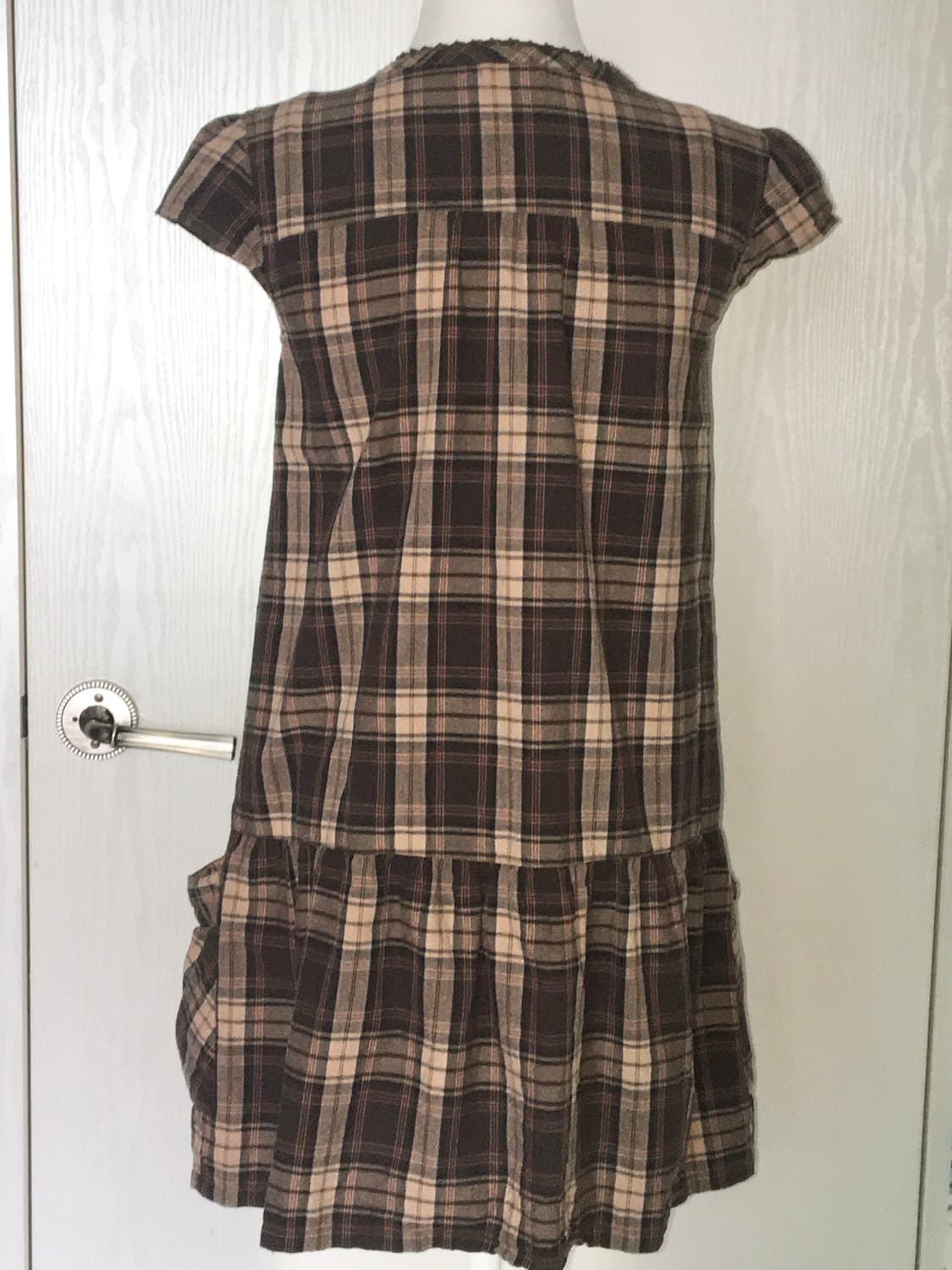 brown plaid short-sleeve dress 상품이미지3