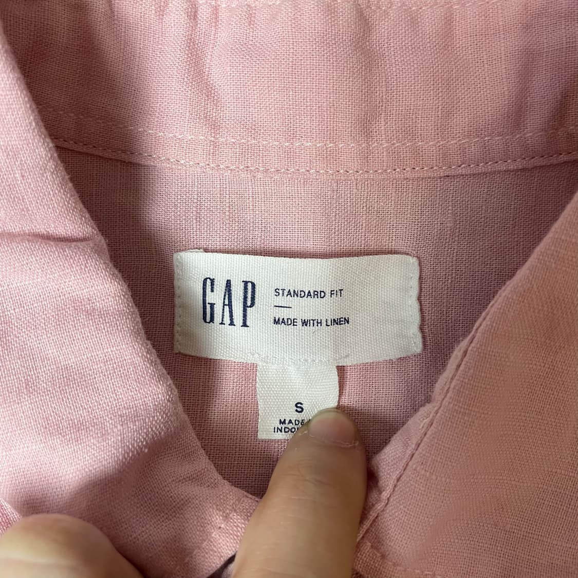 GAP 갭 스탠다드핏 린넨코튼 핑크 셔츠 S 상품이미지4