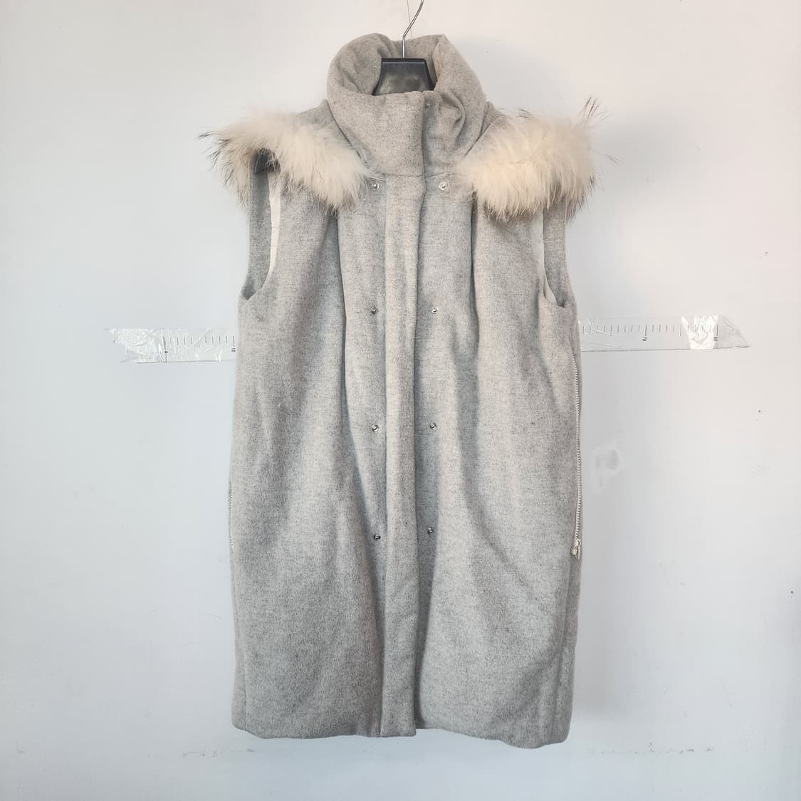 DEWL 후드 퍼 베스트 조끼 그레이 상품이미지1