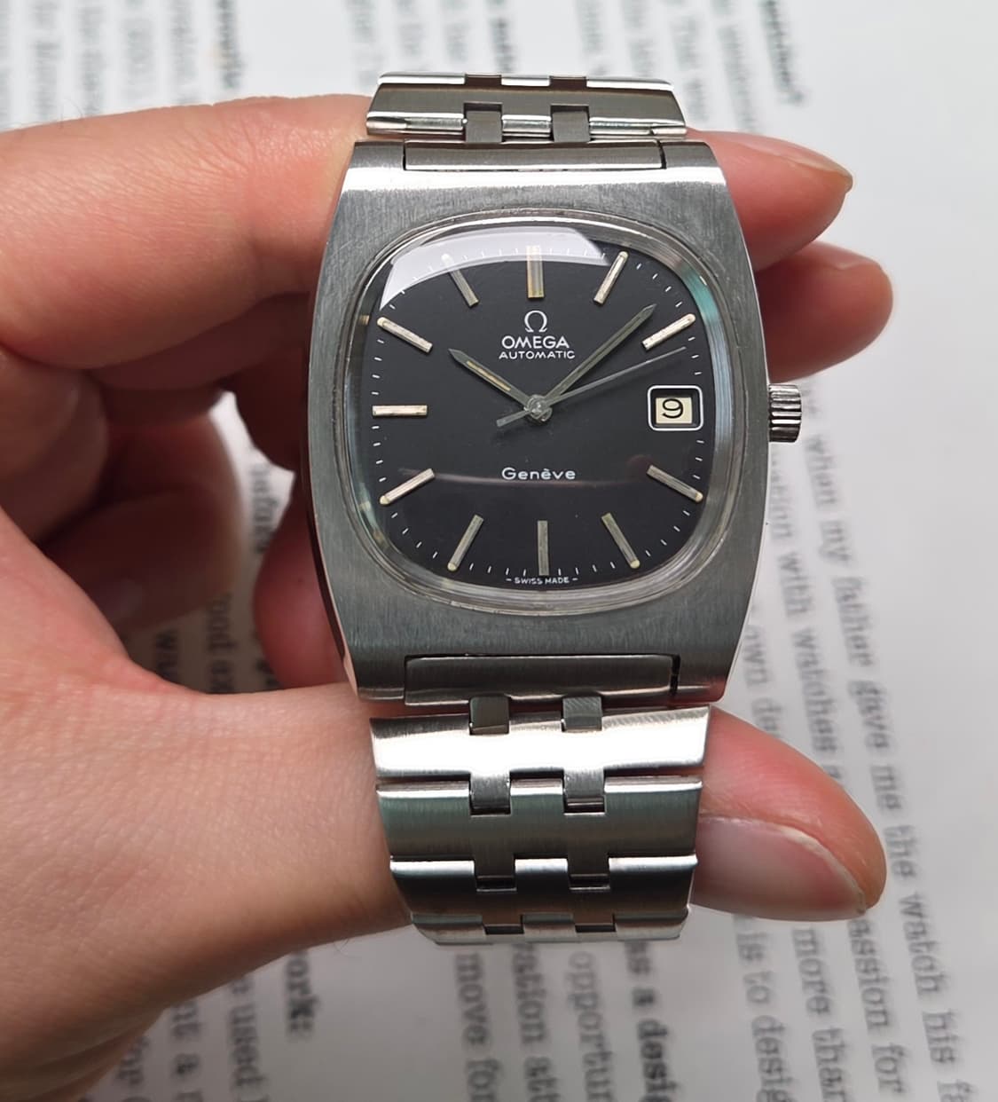 레어] 빈티지 오메가 제네브 테레비 점보 매트블랙 싱글데이트 브레이슬릿  상품이미지2