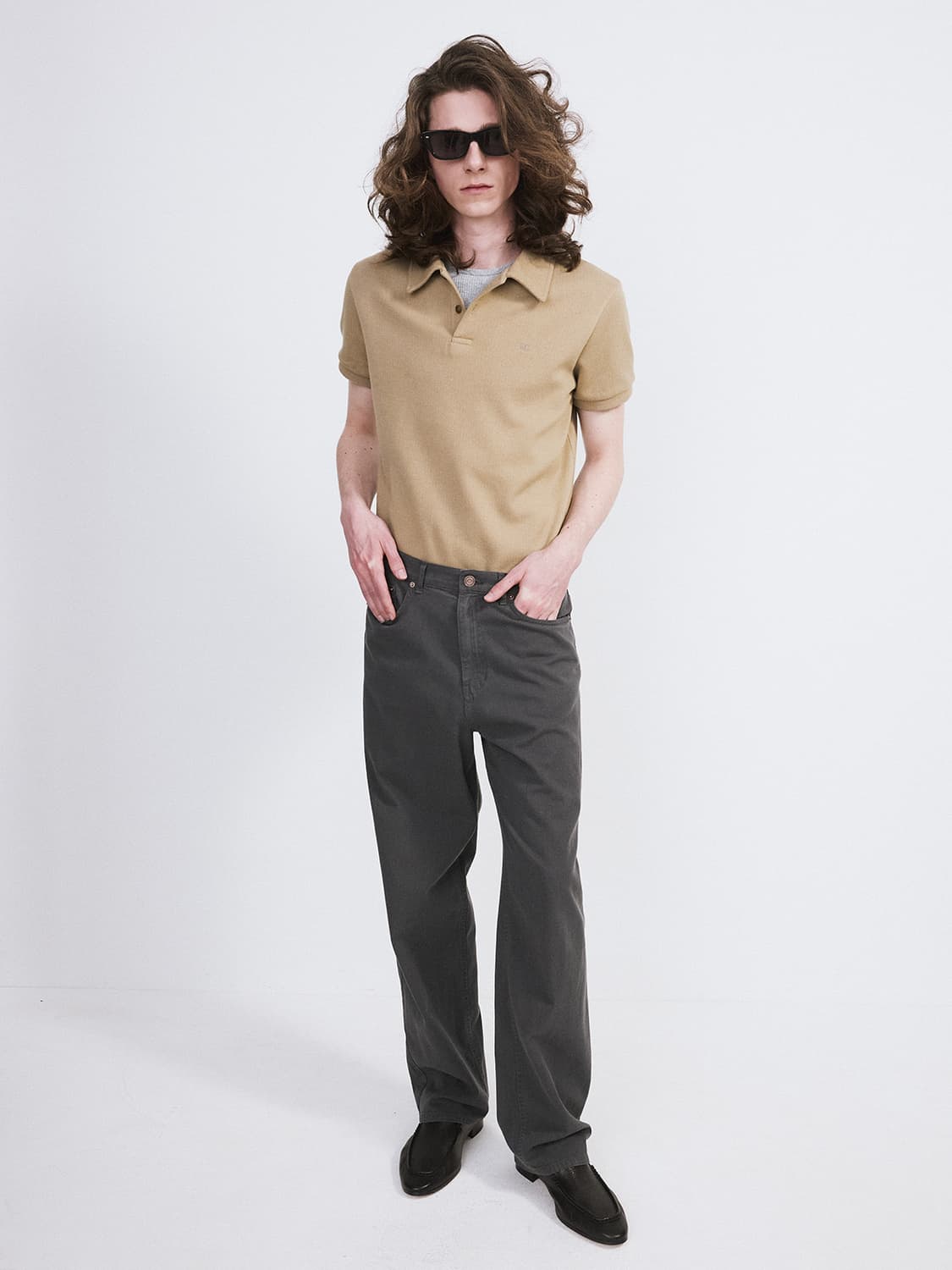 렉토 26SS 슬림핏 PK 피케 탑 카라 티셔츠 멜란지 그레이 상품이미지2