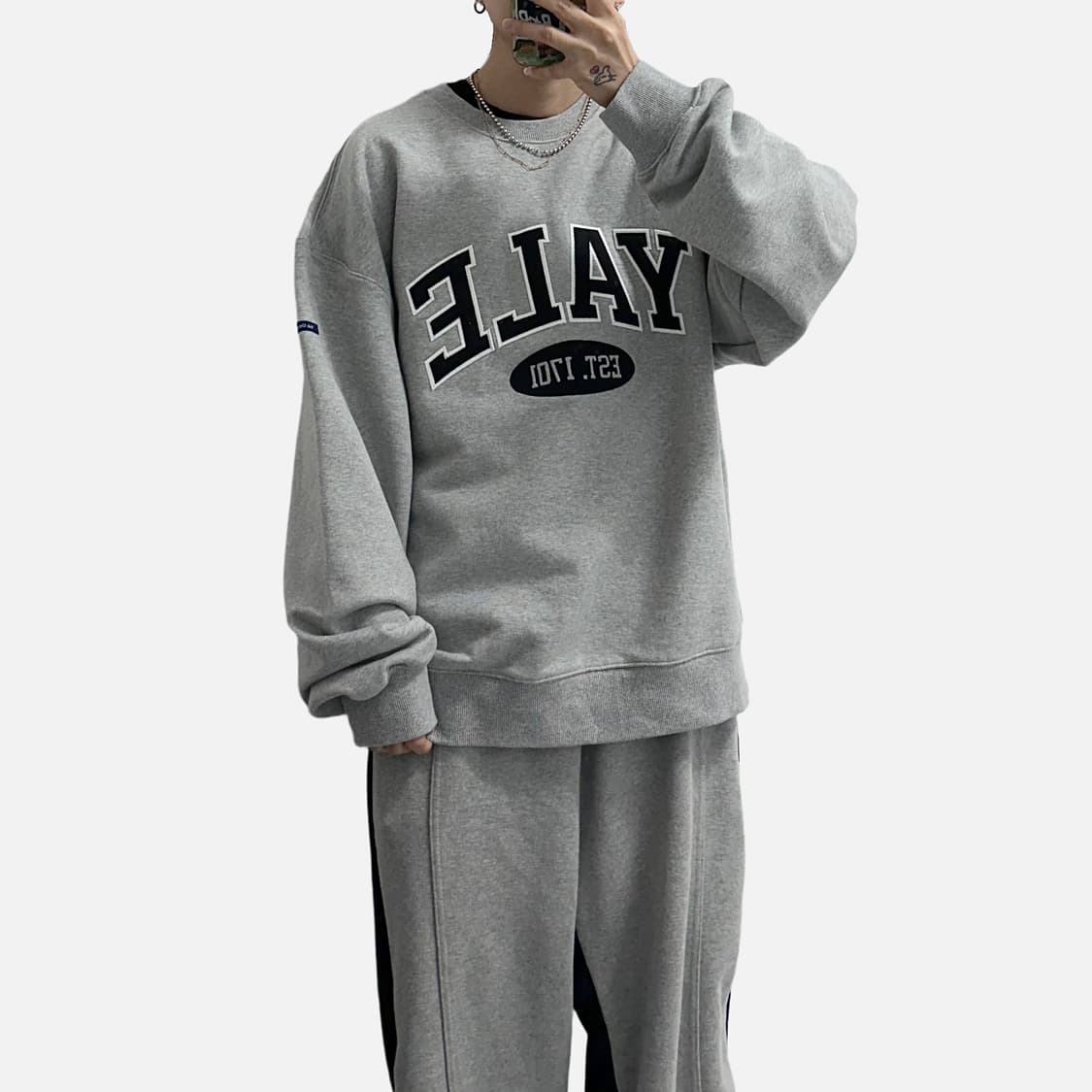 YALE 예일 아치로고 맨투맨 멜란지그레이 상품이미지3