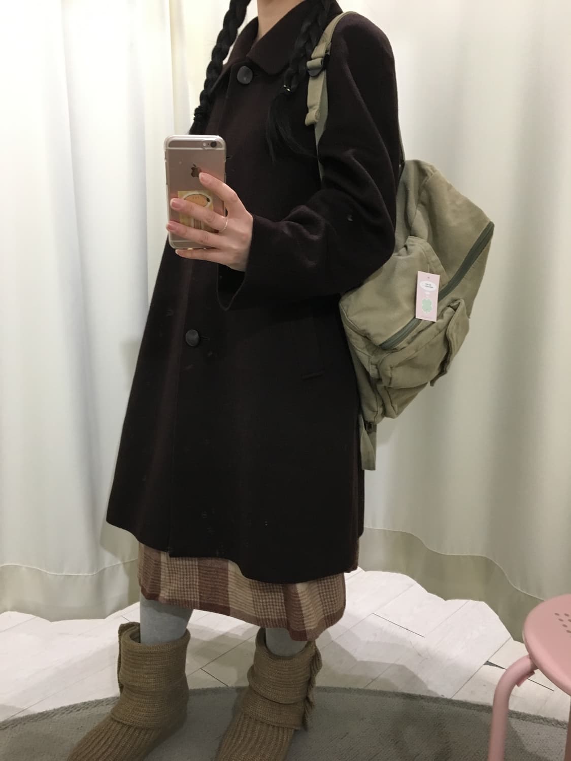 다크초코 a라인 캐시미어 코트 상품이미지7