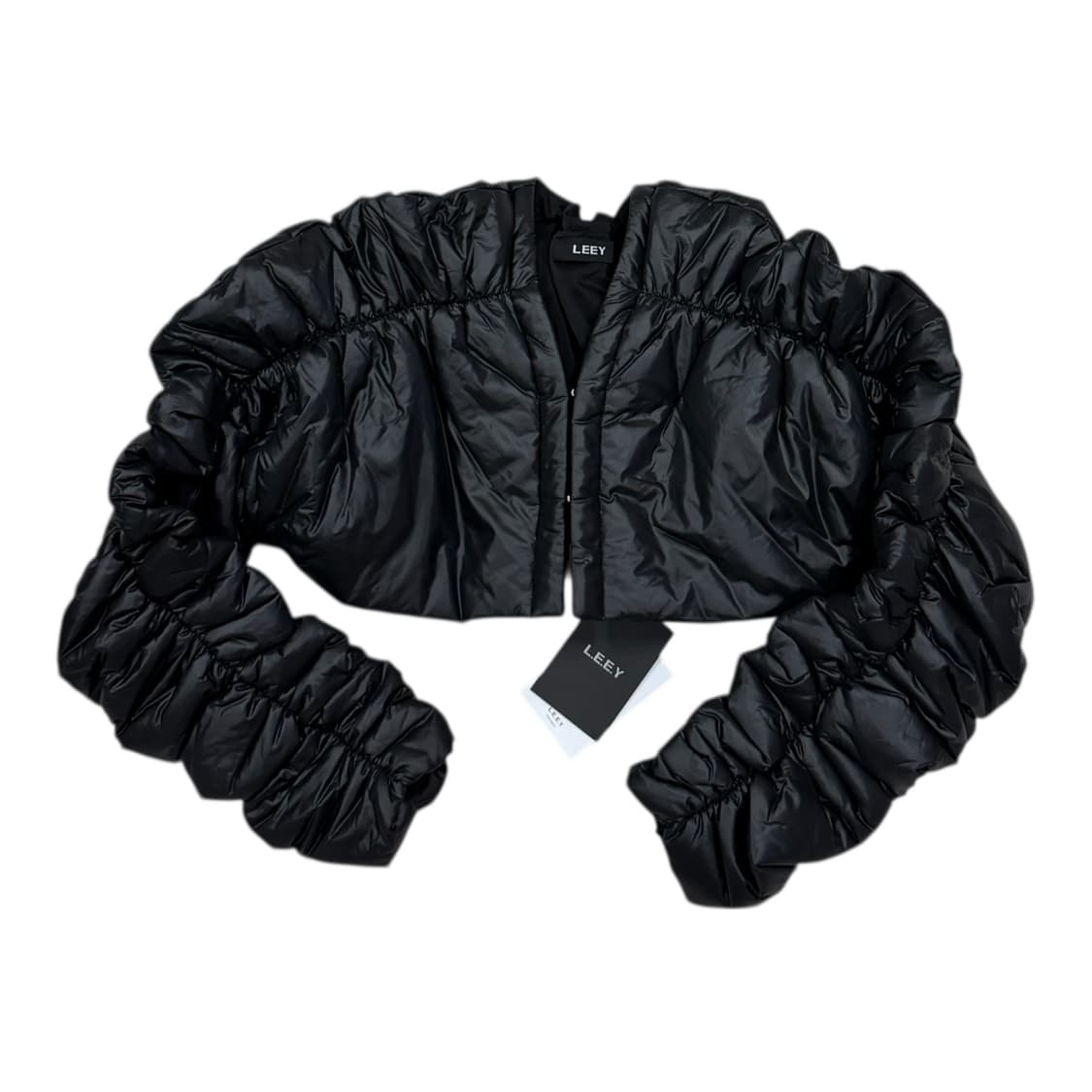 LEEY 셔링 볼레로 패딩 블랙 상품이미지1